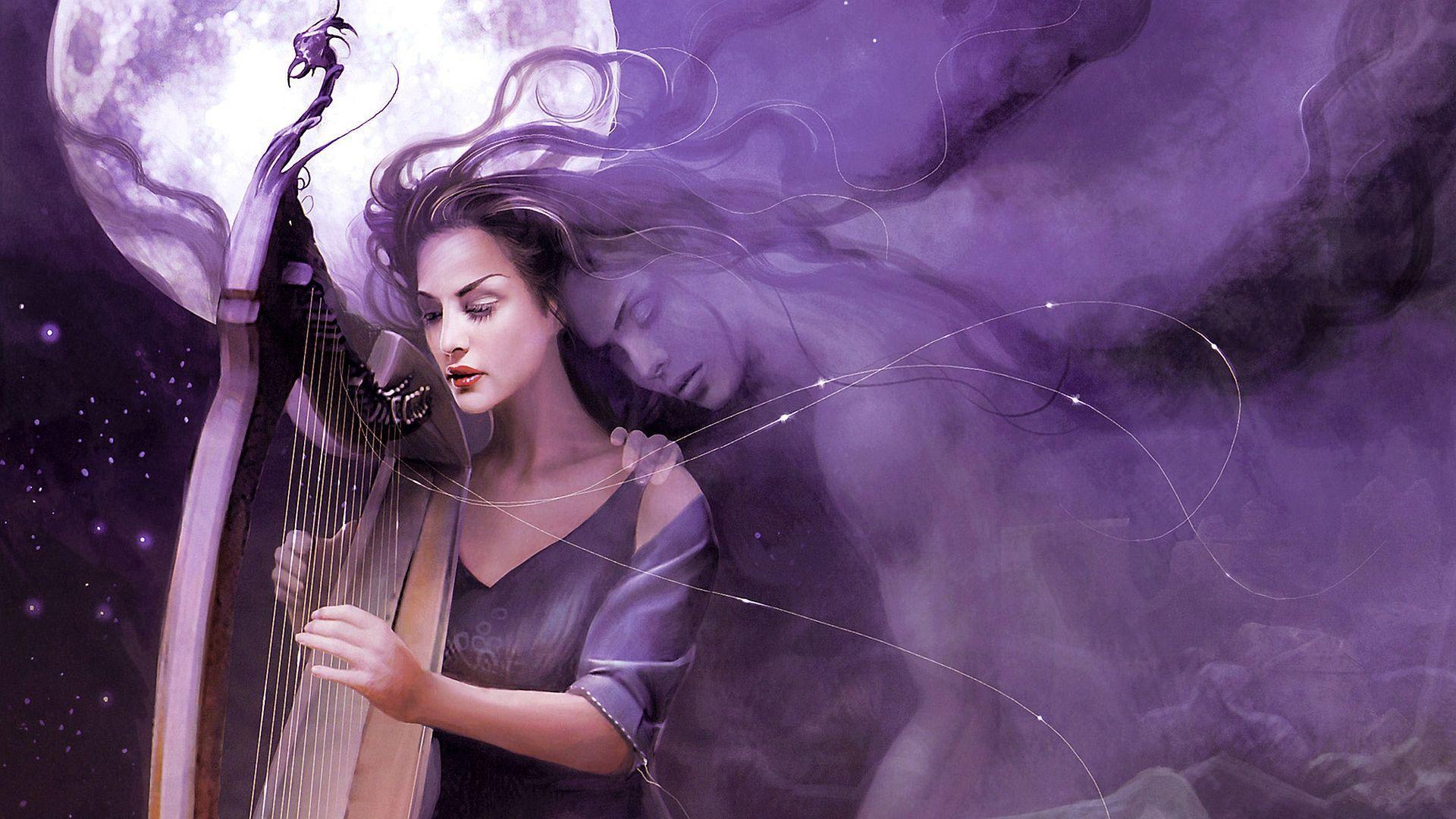 Princess playing the harp HD desktop wallpapers : Widescreen : High