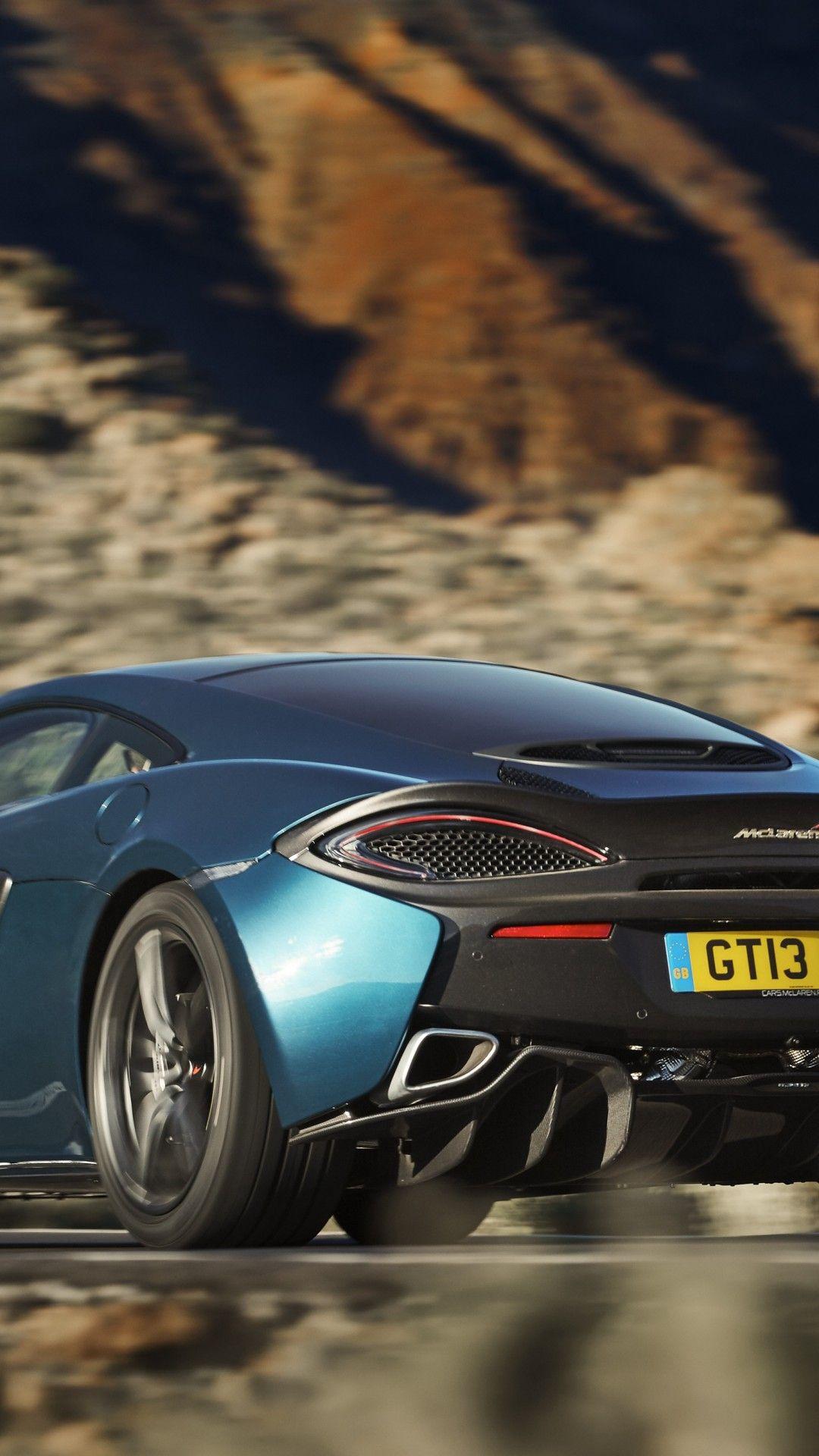 Download Mclaren 570gt, Back View, Black And Blue, Cars