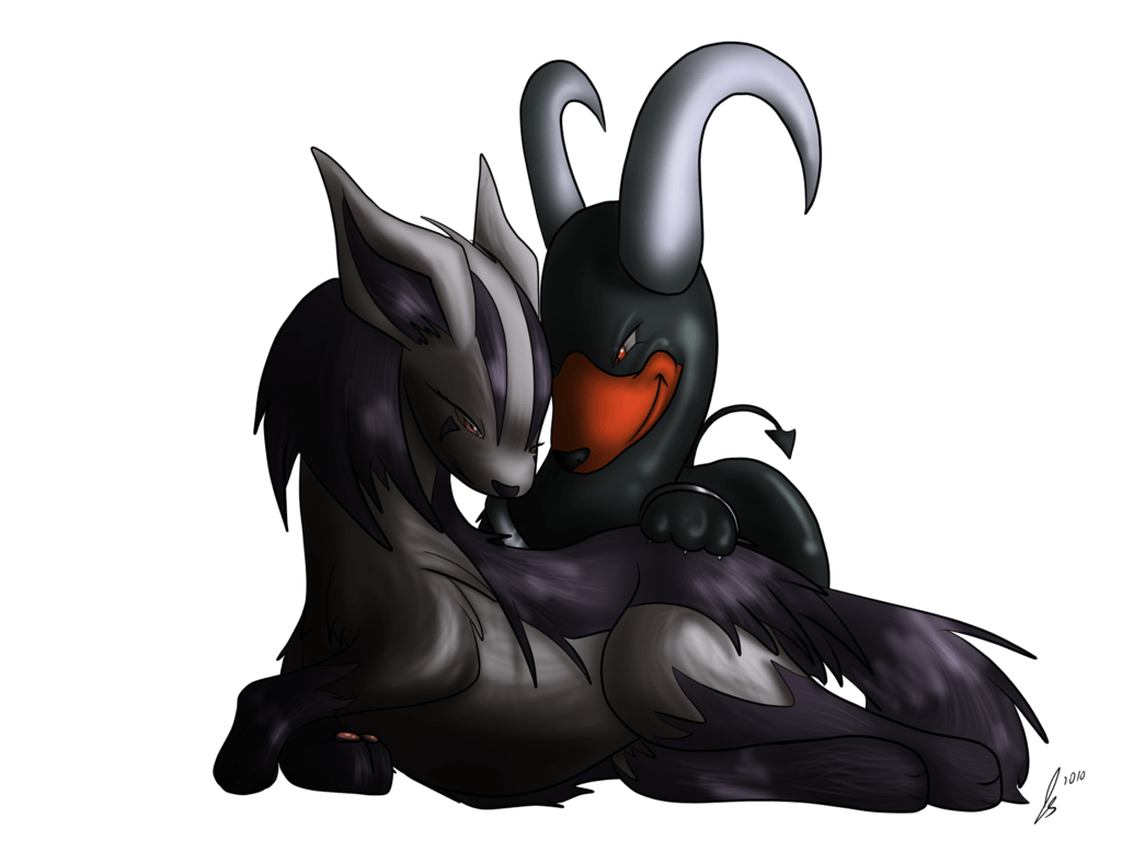 Mightyena and Houndoom by jaclynonacloud