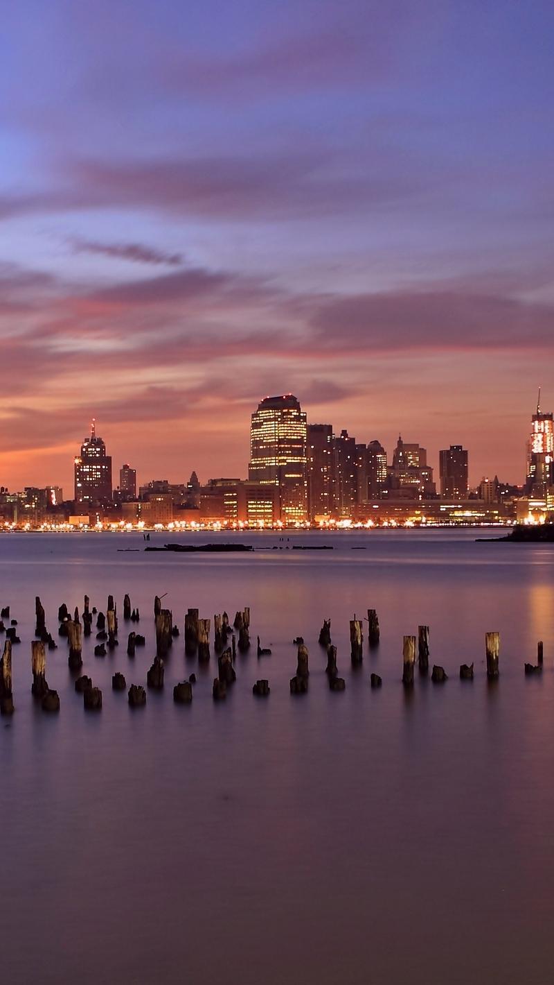 Download wallpapers usa, jersey city, new jersey, evening