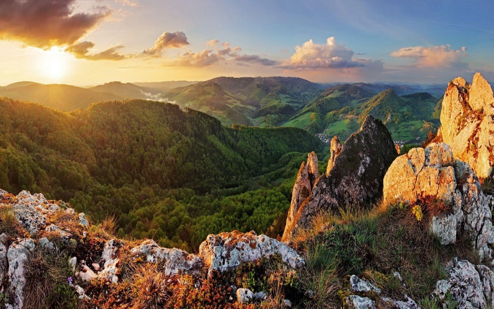 Amazing Mountain Landscape, Green Valleys, Rocky Mountains