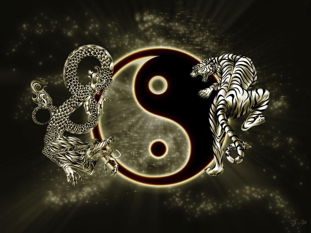 Amazing Yin Yang wallpapers with a dragon and a tiger, named ‘The