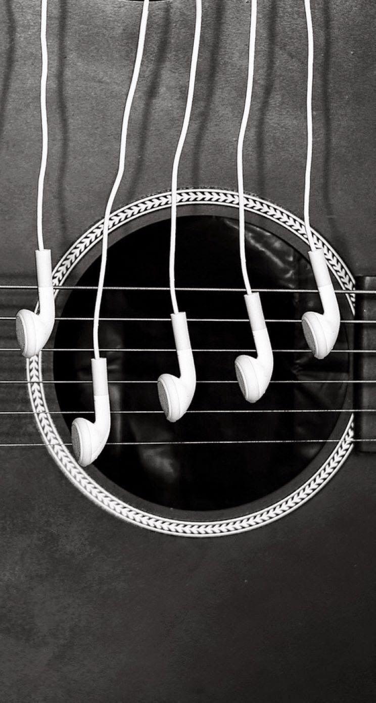 Headphones and a guitar. HD iOS7 HD wallpapers for iPhone and iPod