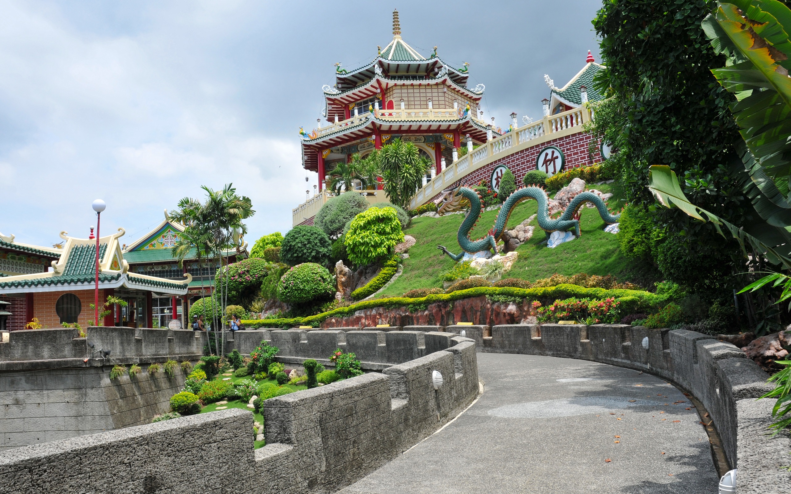 Wallpapers Philippines, Cebu, Taoist Temple, road, trees HD