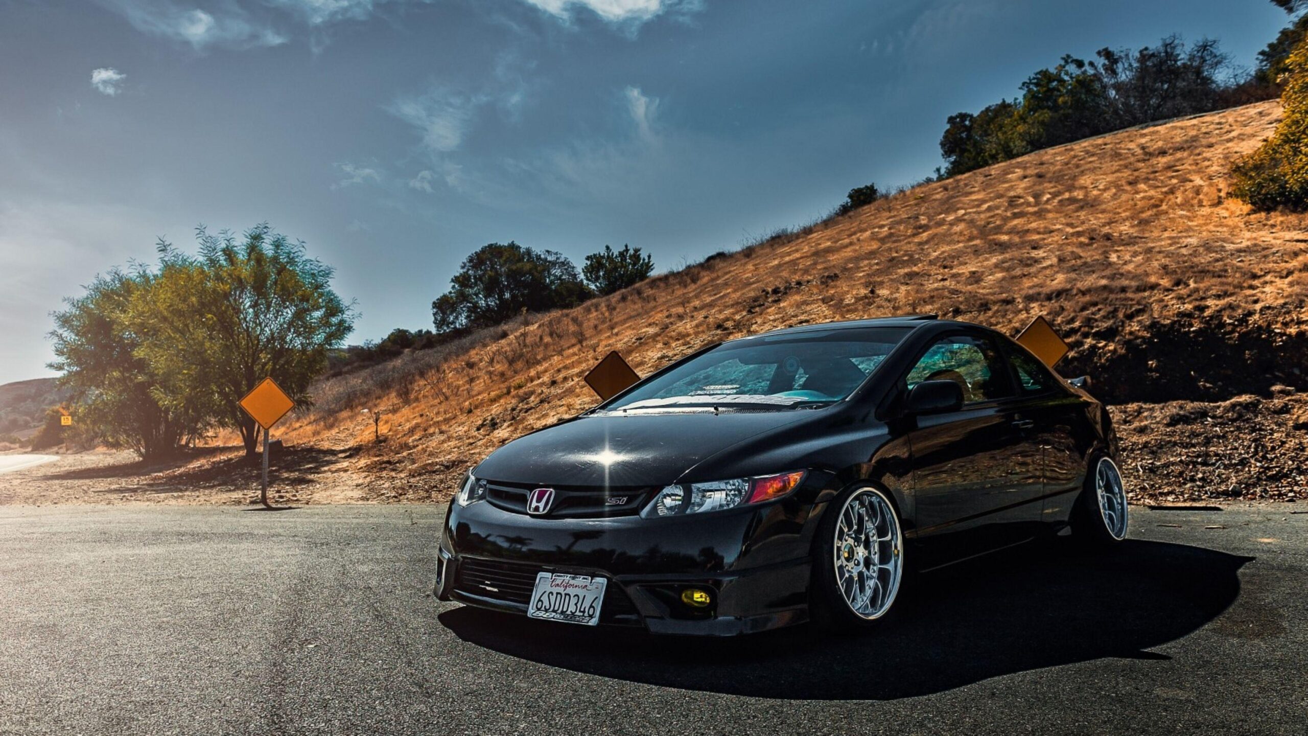 Download Wallpapers Honda, Civic, Si, Black, Front view