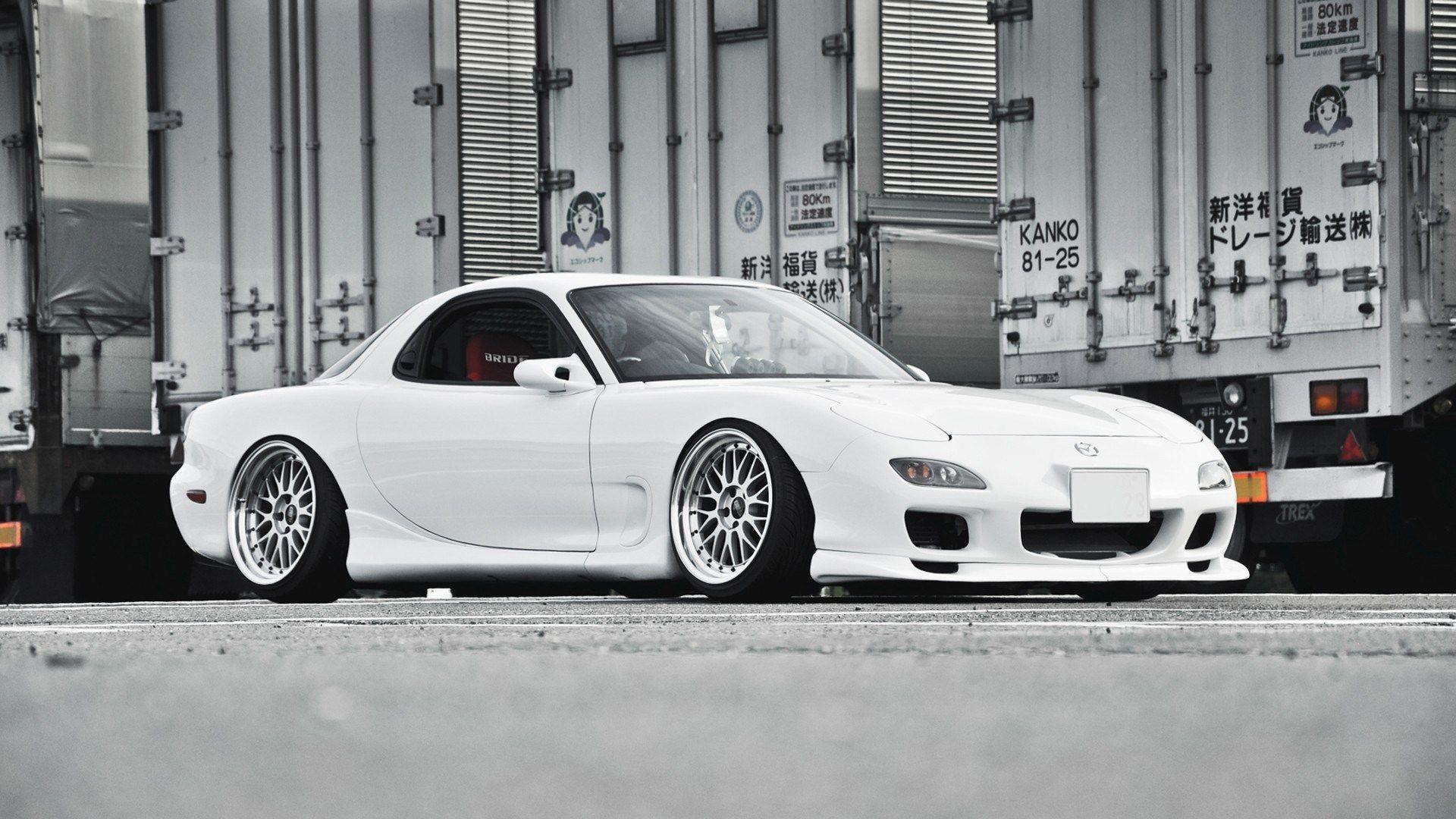 White Mazda RX 7 Trucks Parking Photo HD Wallpapers