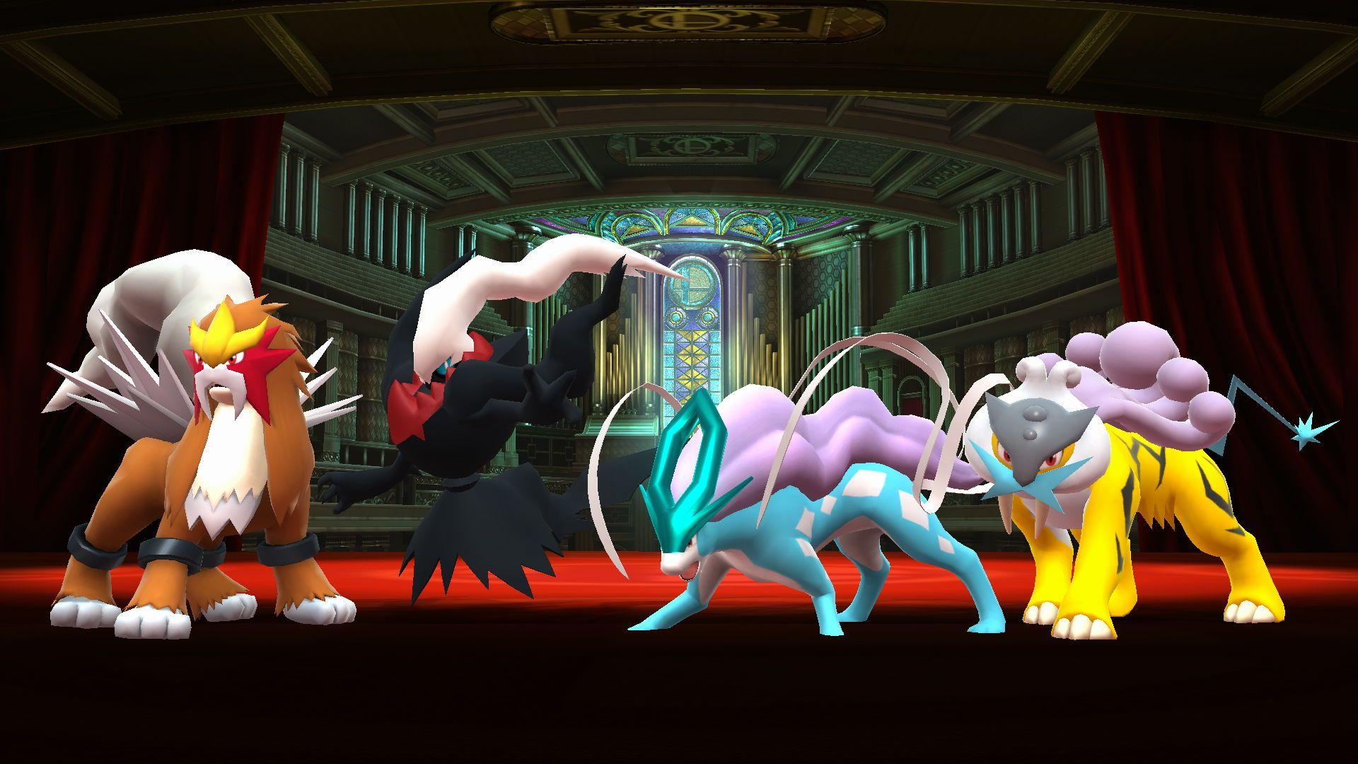 Entei, Darkrai, Suicune, and Raikou by UKD