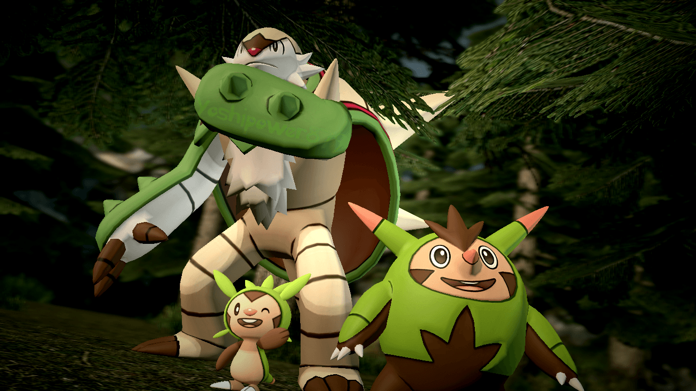 Chespin, Quilladin and Chesnaught by yoshipower879