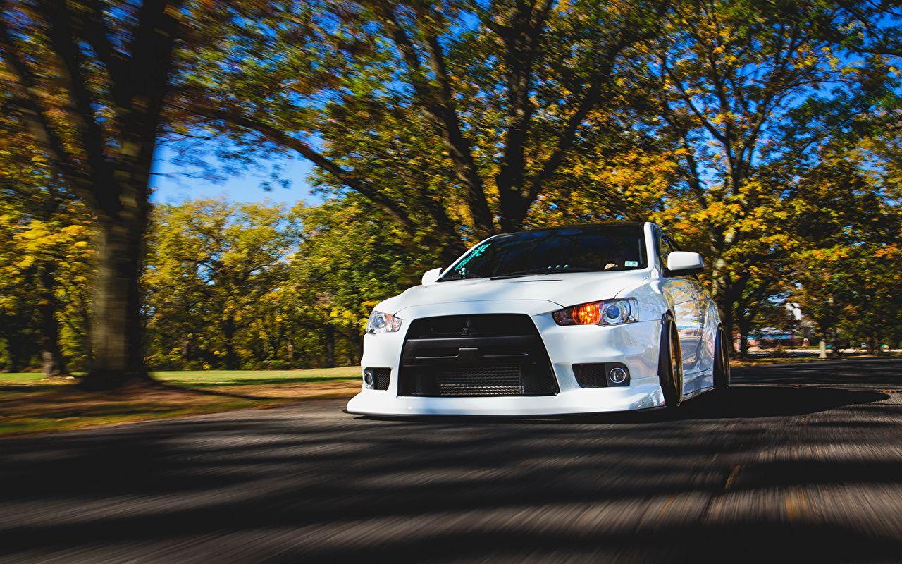 Wallpapers Mitsubishi lancer evo x White Motion auto Front