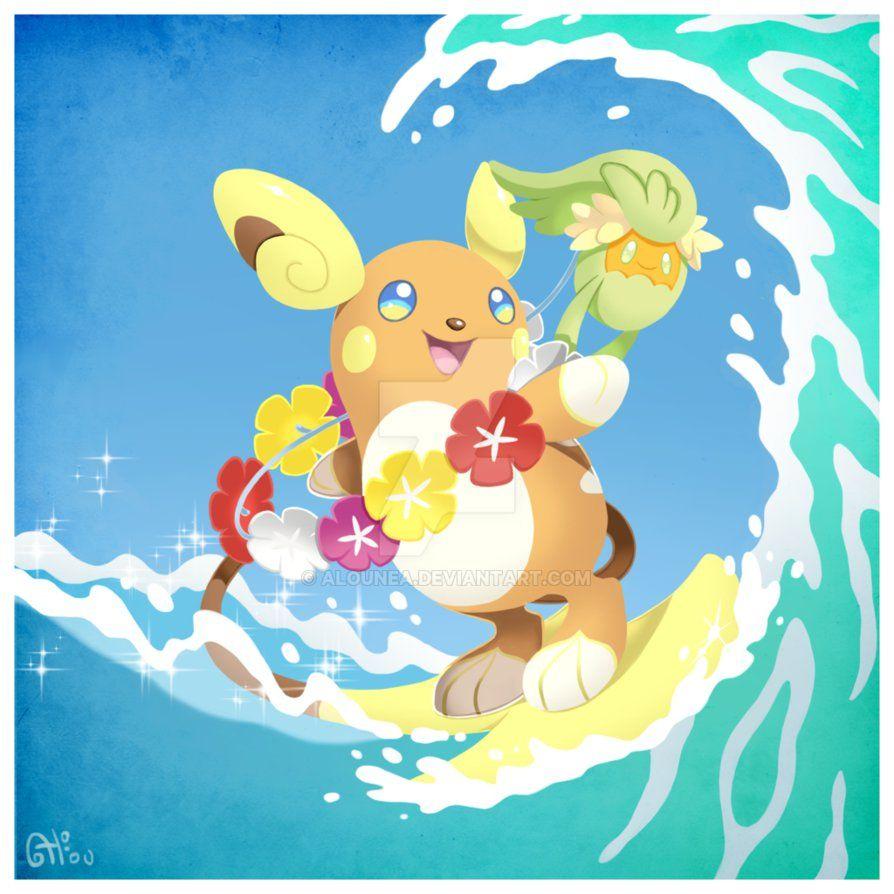 Alolan Raichu and Comfey by AlouNea