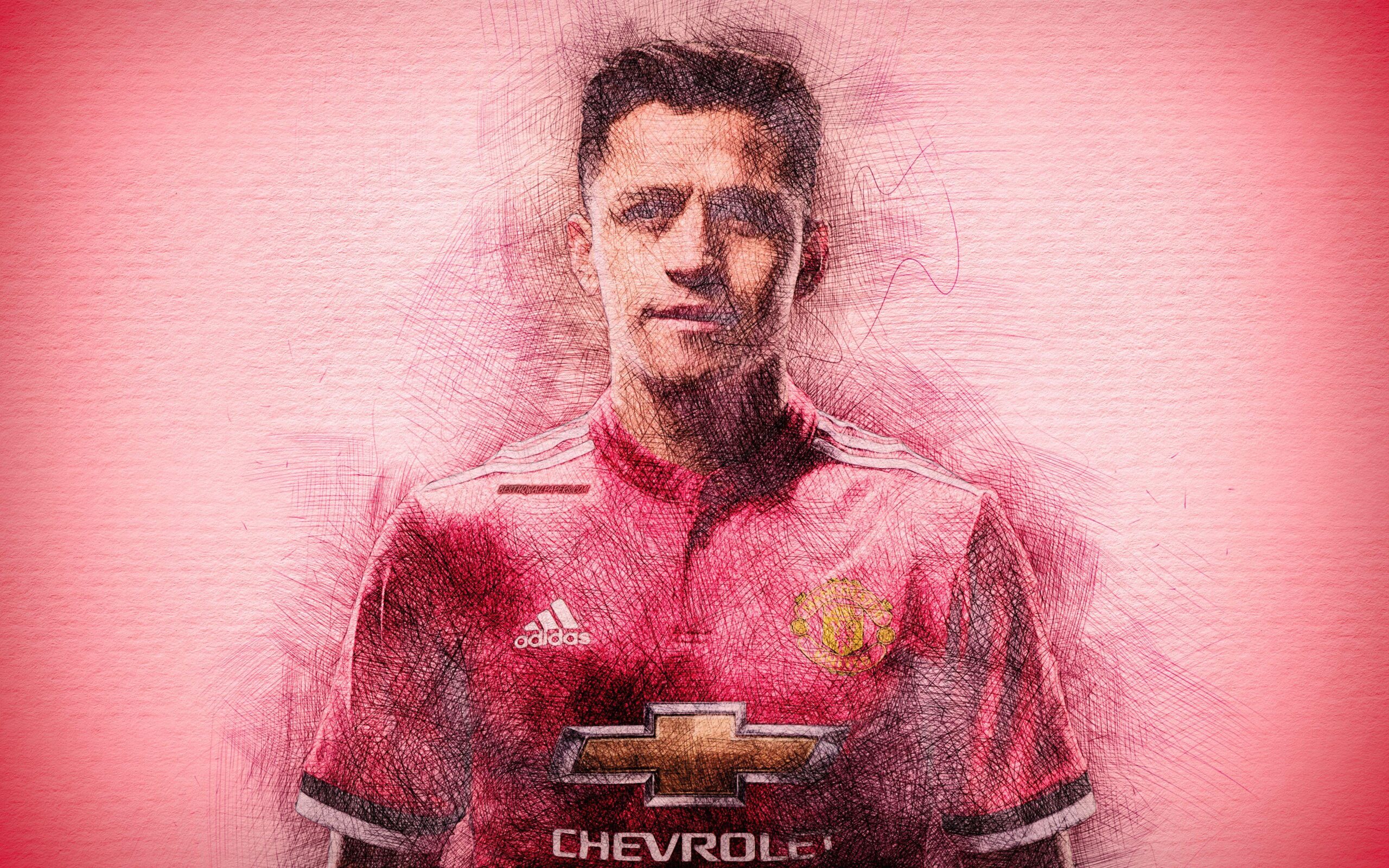 Download wallpapers Alexis Sanchez, 4k, artwork, football stars