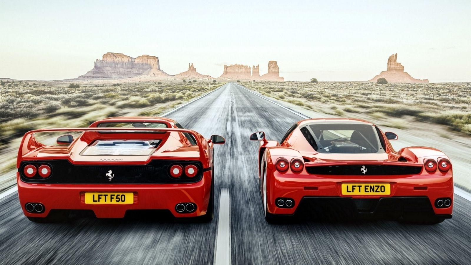 Download wallpapers ferrari, f50, enzo, rear view, speed