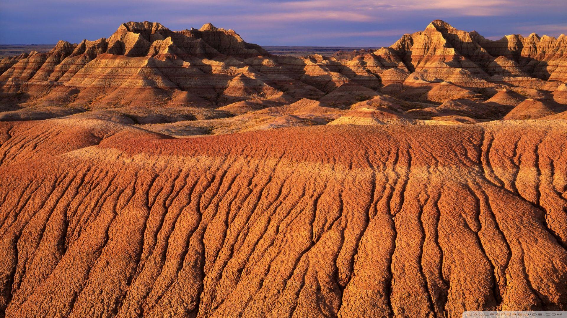 Morning Light On Eroded Formations Badlands National Park ❤ 4K HD