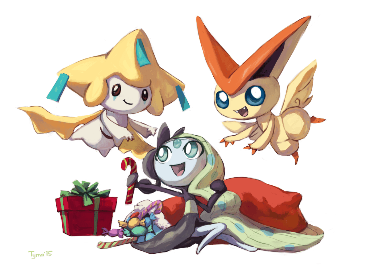 Jirachi, Meloetta, and Victini