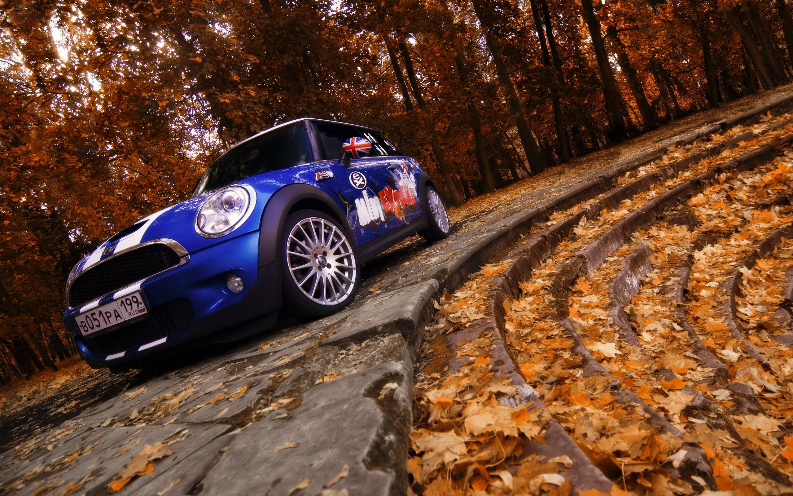 Mini Cooper in Fall Exclusive HD Wallpapers