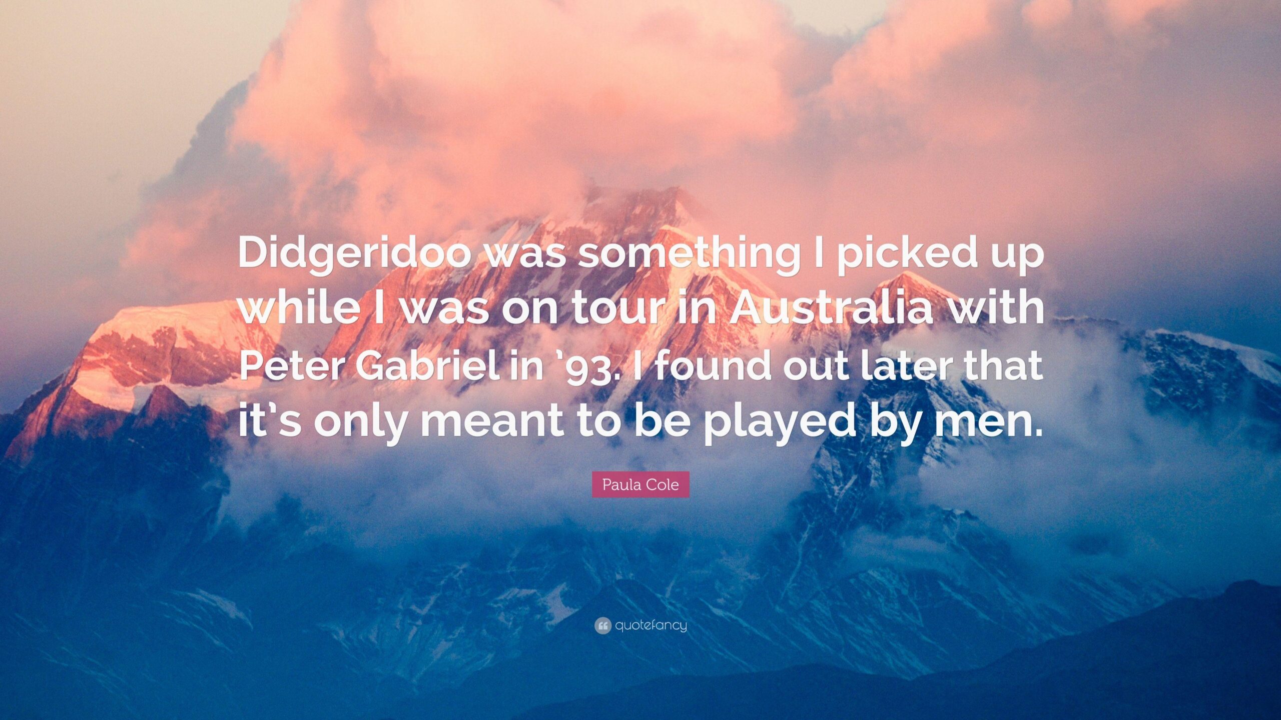 Paula Cole Quote: “Didgeridoo was something I picked up while I was