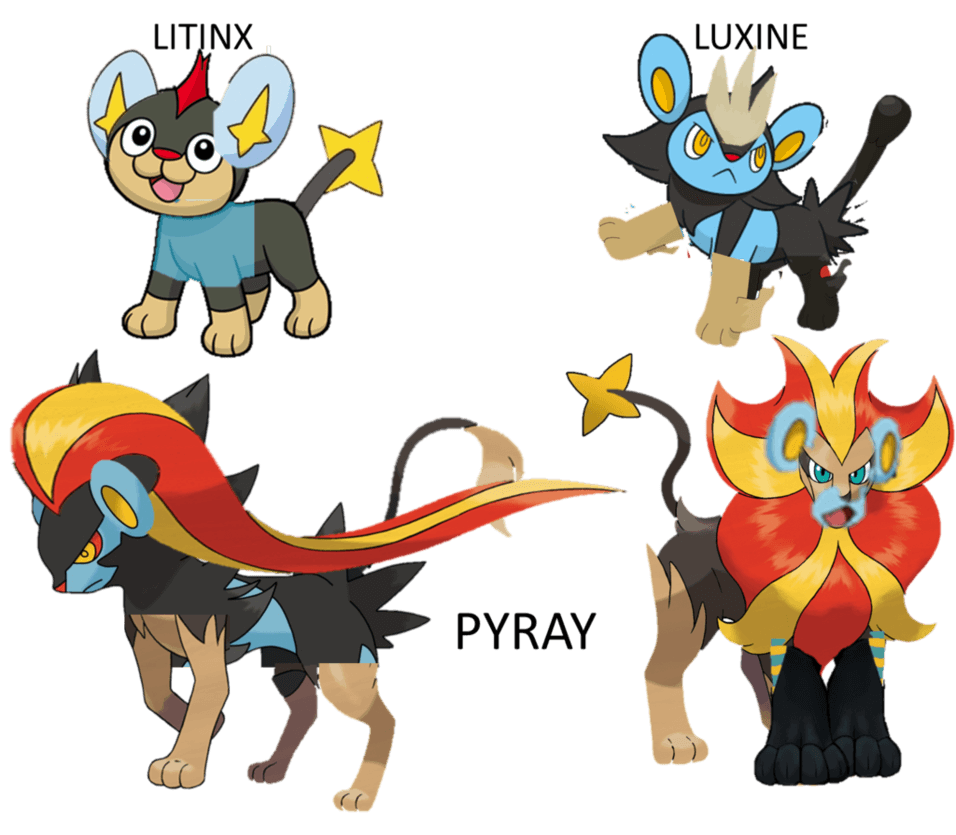 Pyroar/Luxray family by mywaterpokemon