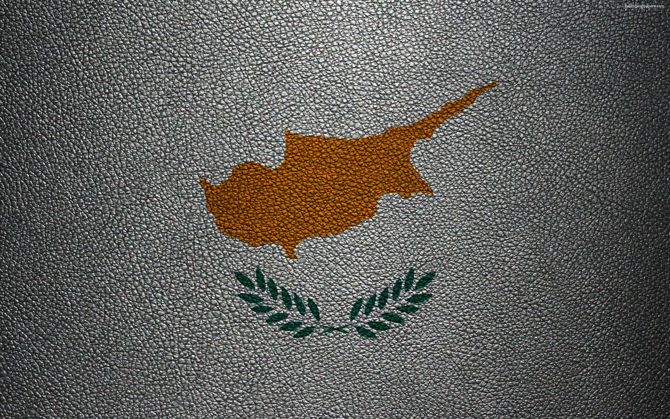 Download wallpapers Flag of Cyprus, 4k, leather texture, Cyprus flag