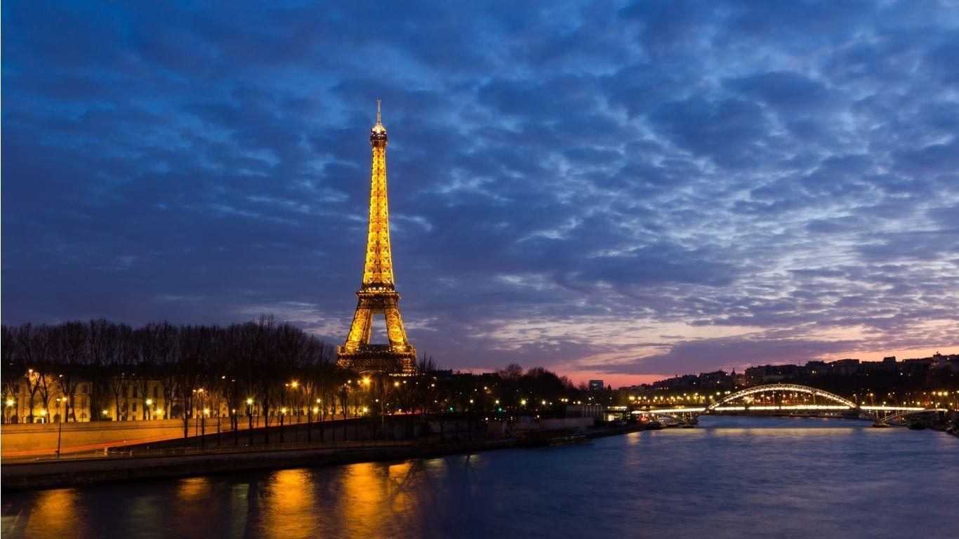 eiffel tower paris landscapes night seine desktop wallpapers