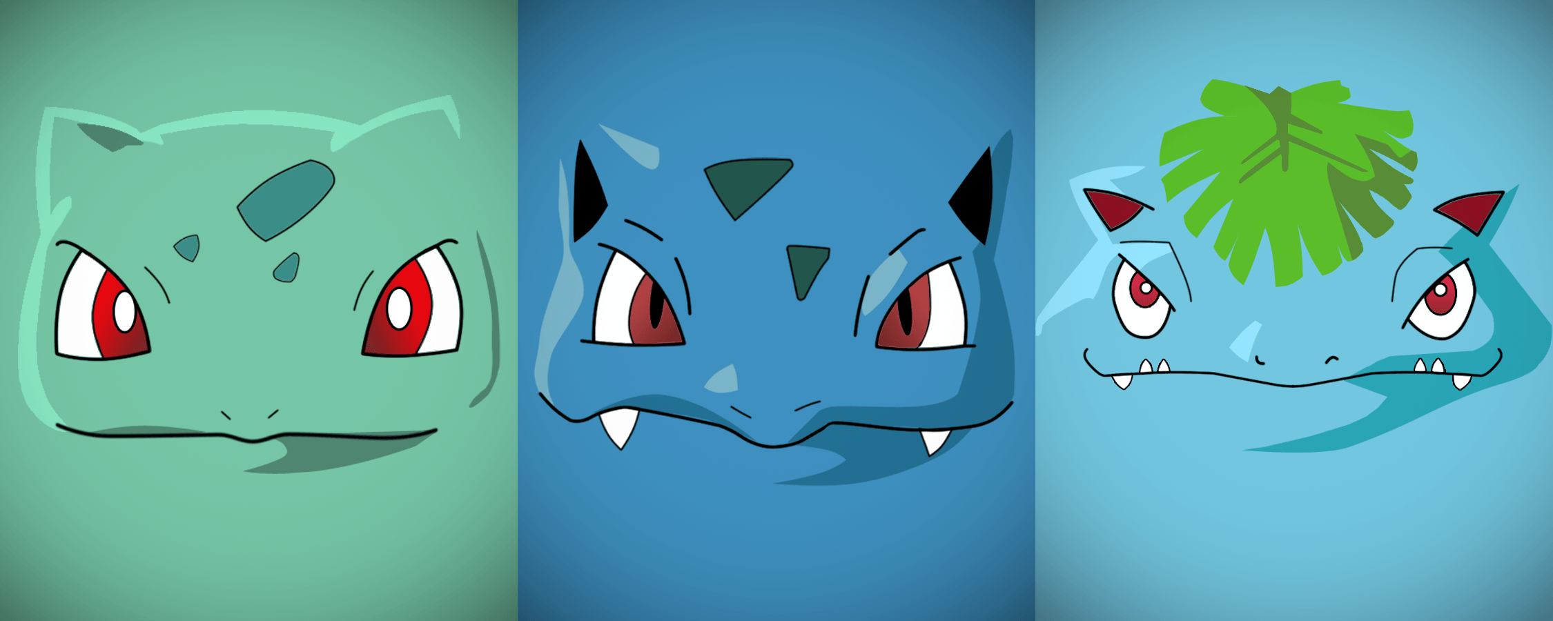 Minimalist Bulbasaur, Ivysaur and Venusaur by Vault