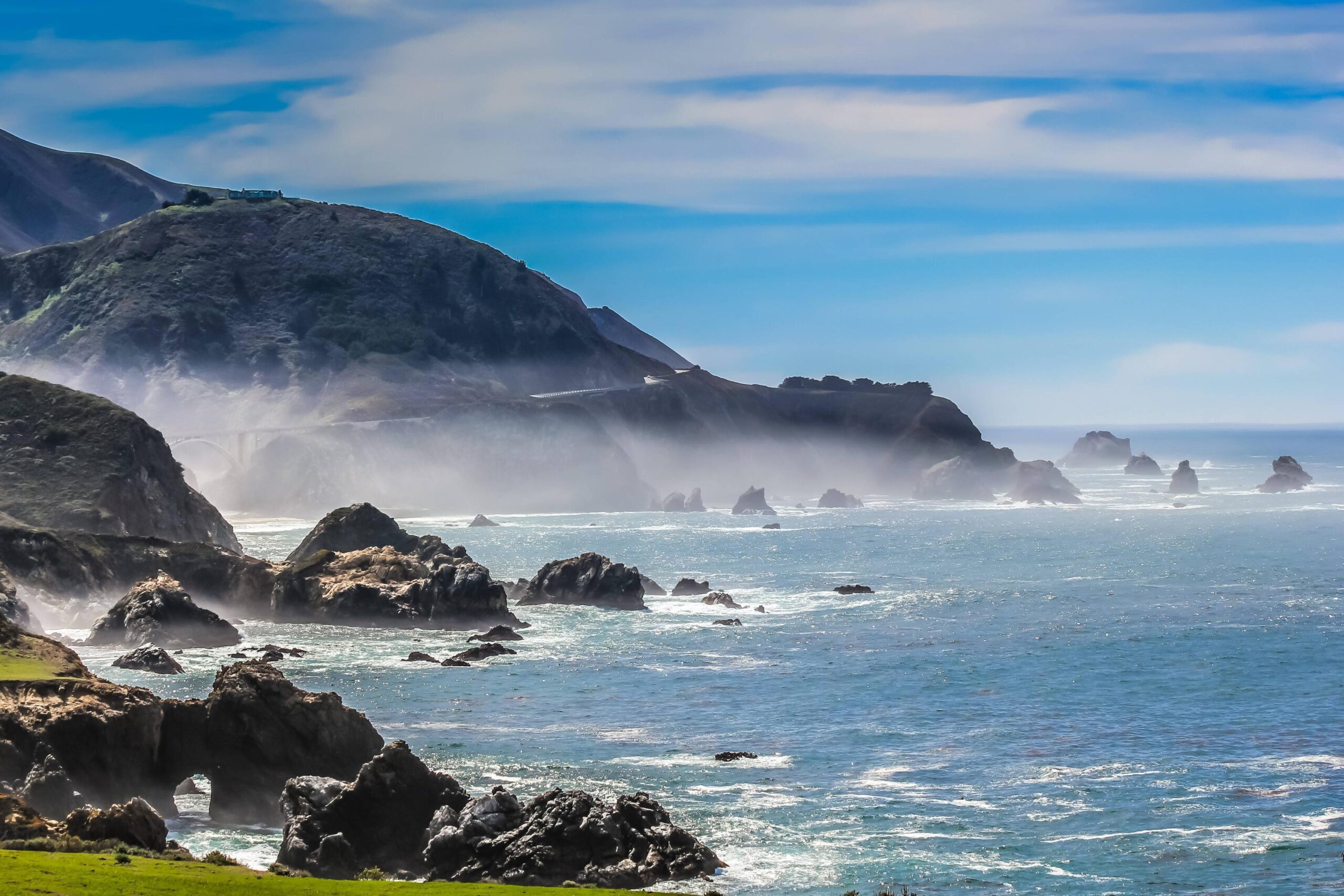 HD Wallpapers Rock Arch & Rocky Creek Bridge Big Sur, CA