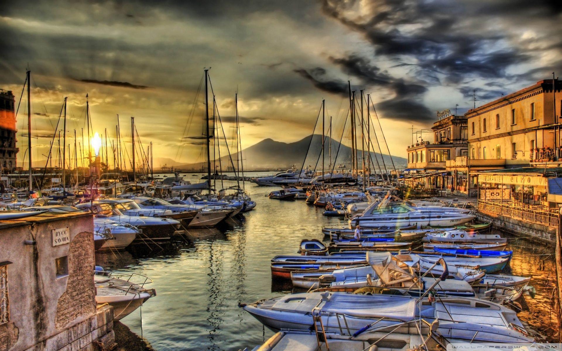 Sunrise In The Naples Docks HD desktop wallpapers : High Definition