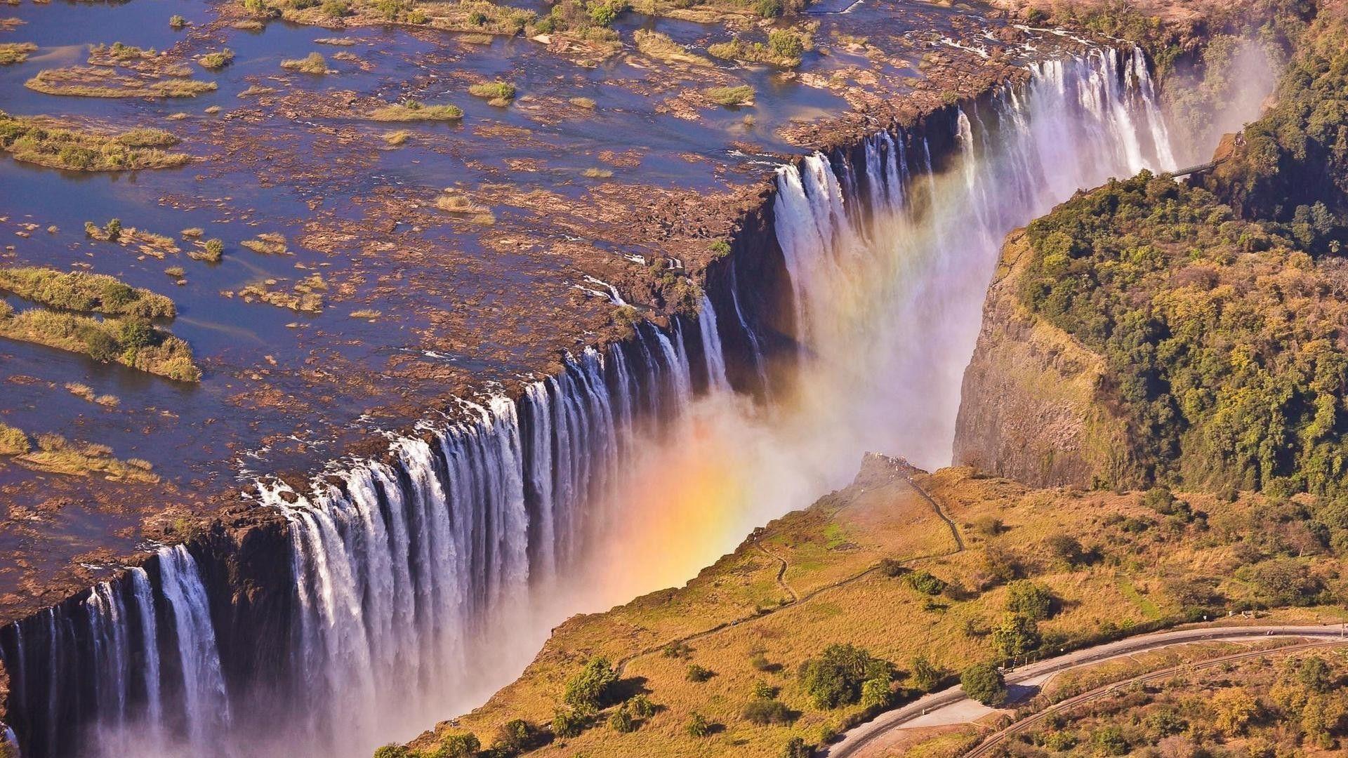 Rainbow Over Victoria Falls At Night Hd Desktop Backgrounds