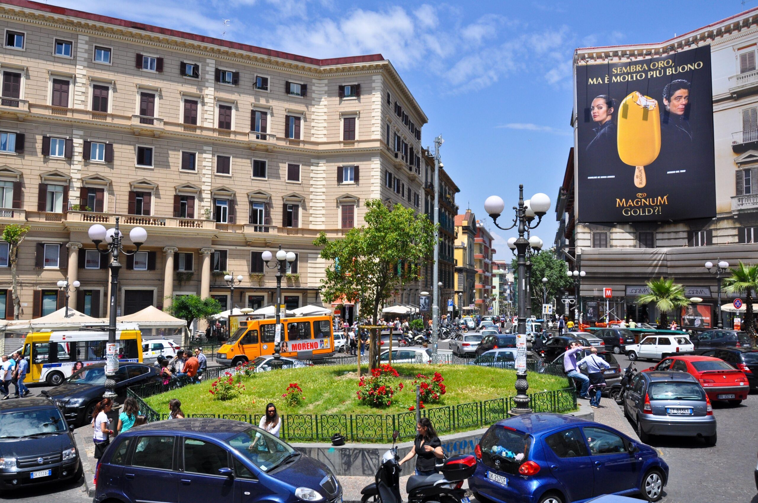 Walking through the streets of the city of Naples, Italy