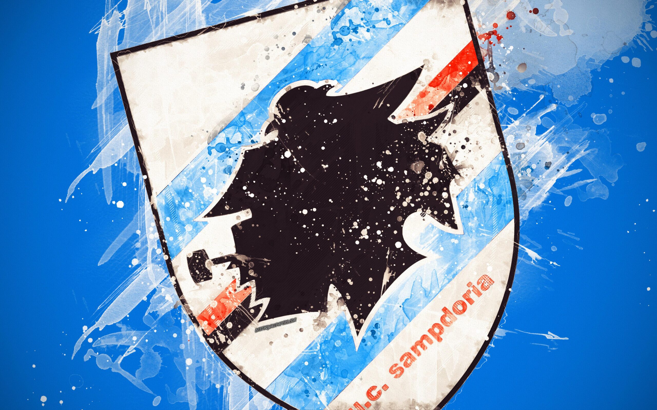 Download wallpapers UC Sampdoria, 4k, paint art, creative, Italian