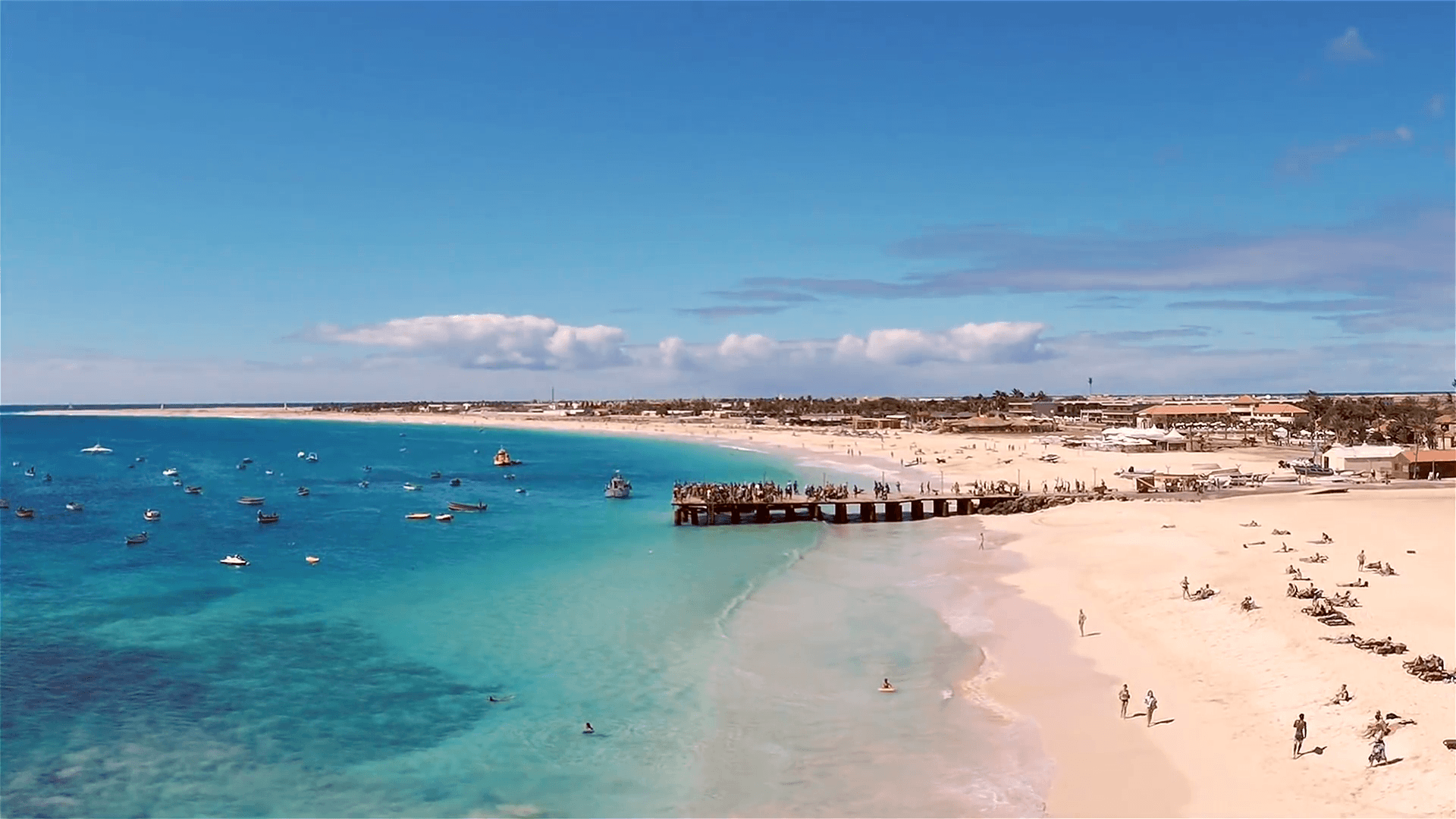 Aerial view of Santa Maria beach in Sal Cape Verde