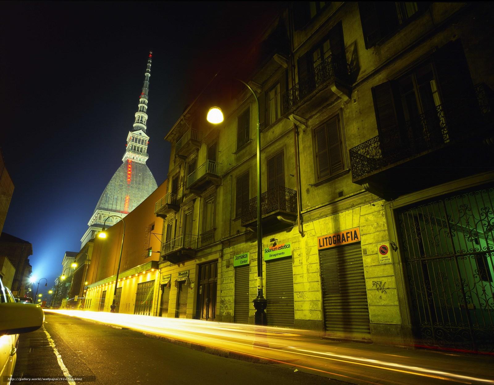 Download wallpapers building, Turin, lights free desktop wallpapers in