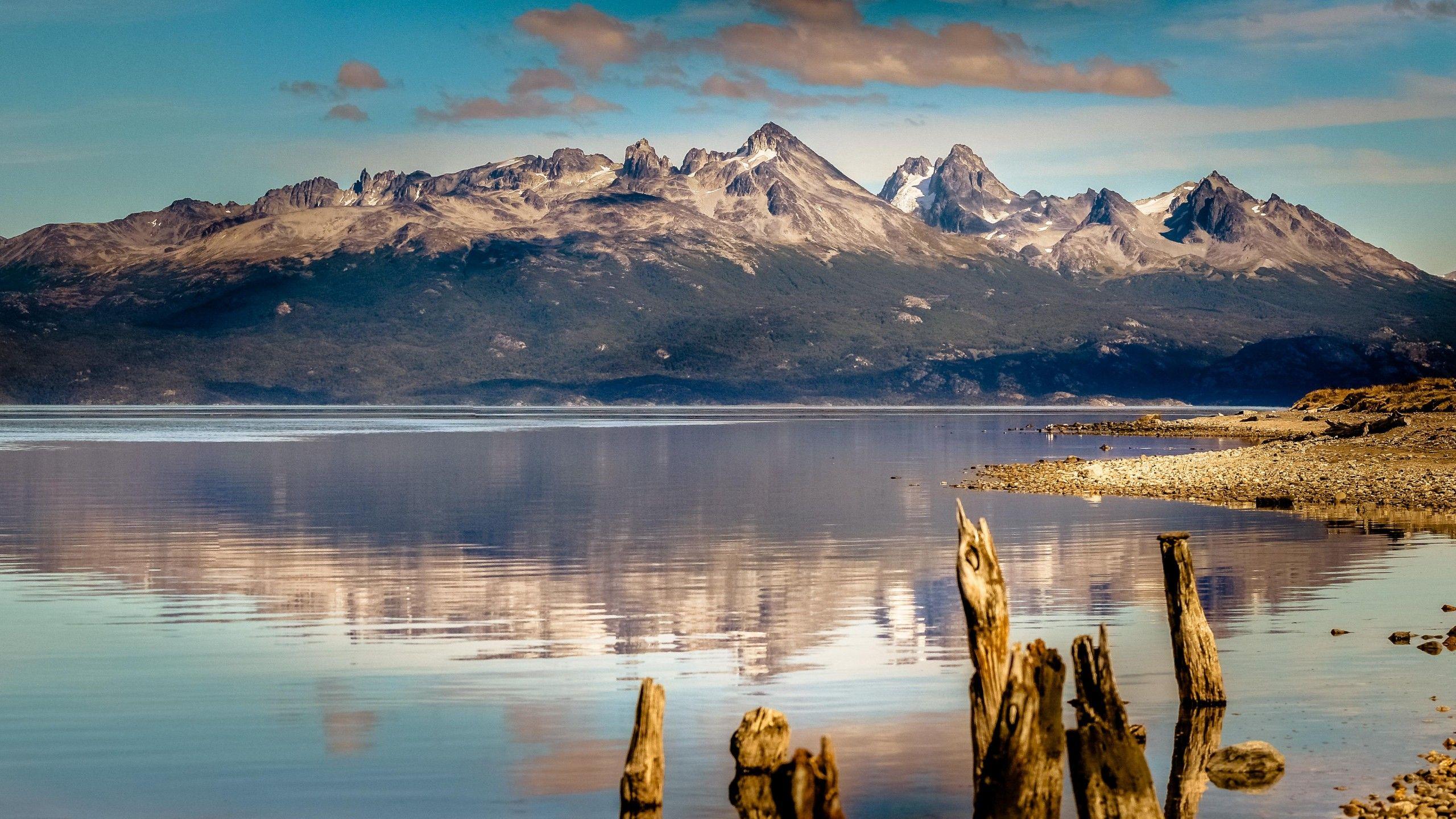 Wallpapers mountain, 4k, HD wallpaper, lake, sea, Ushuaia, Argentina