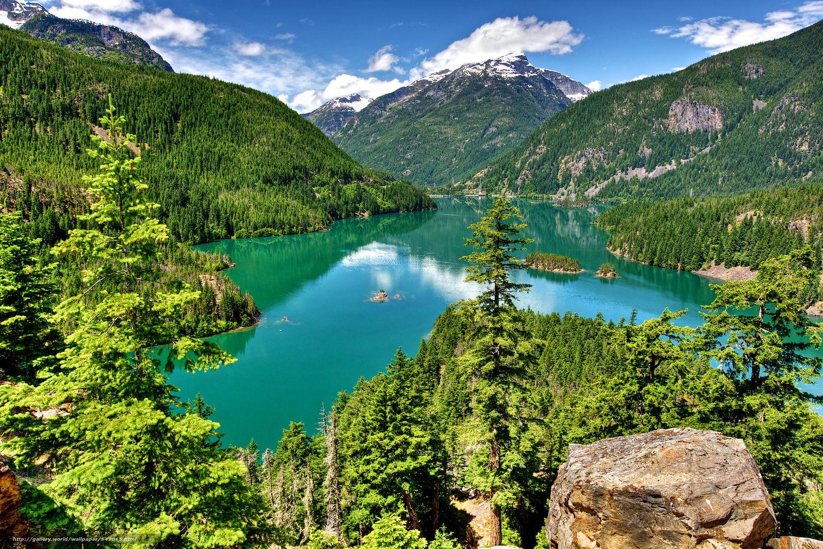 Download wallpapers North Cascades National Park, Washington, lake