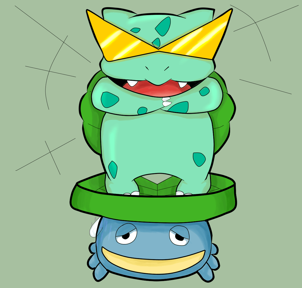 Bulbasaur on Lotad by Ameyumi