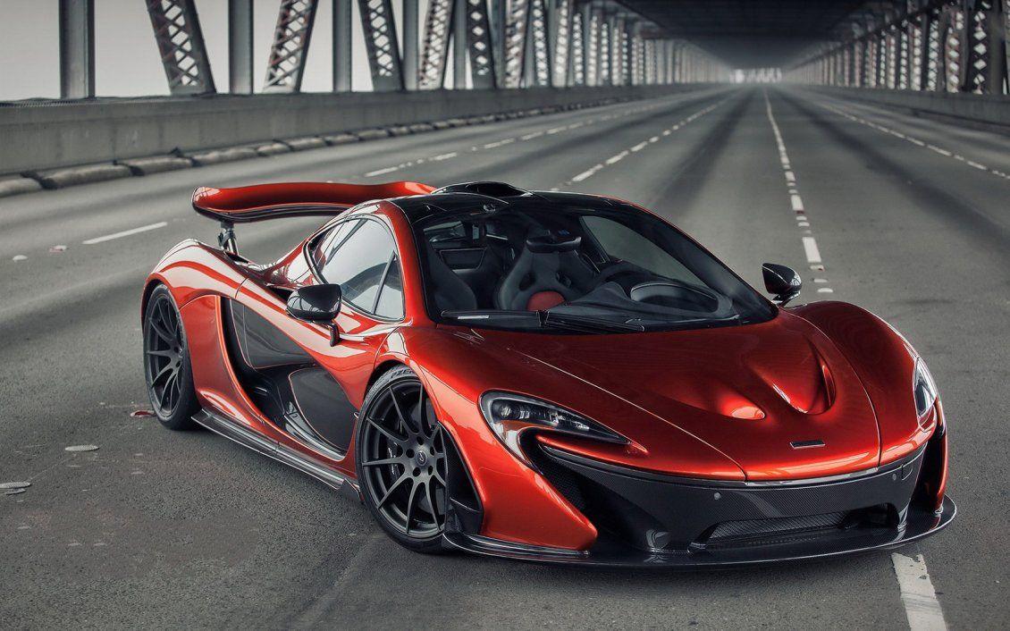 Red McLaren P1 on a bridge