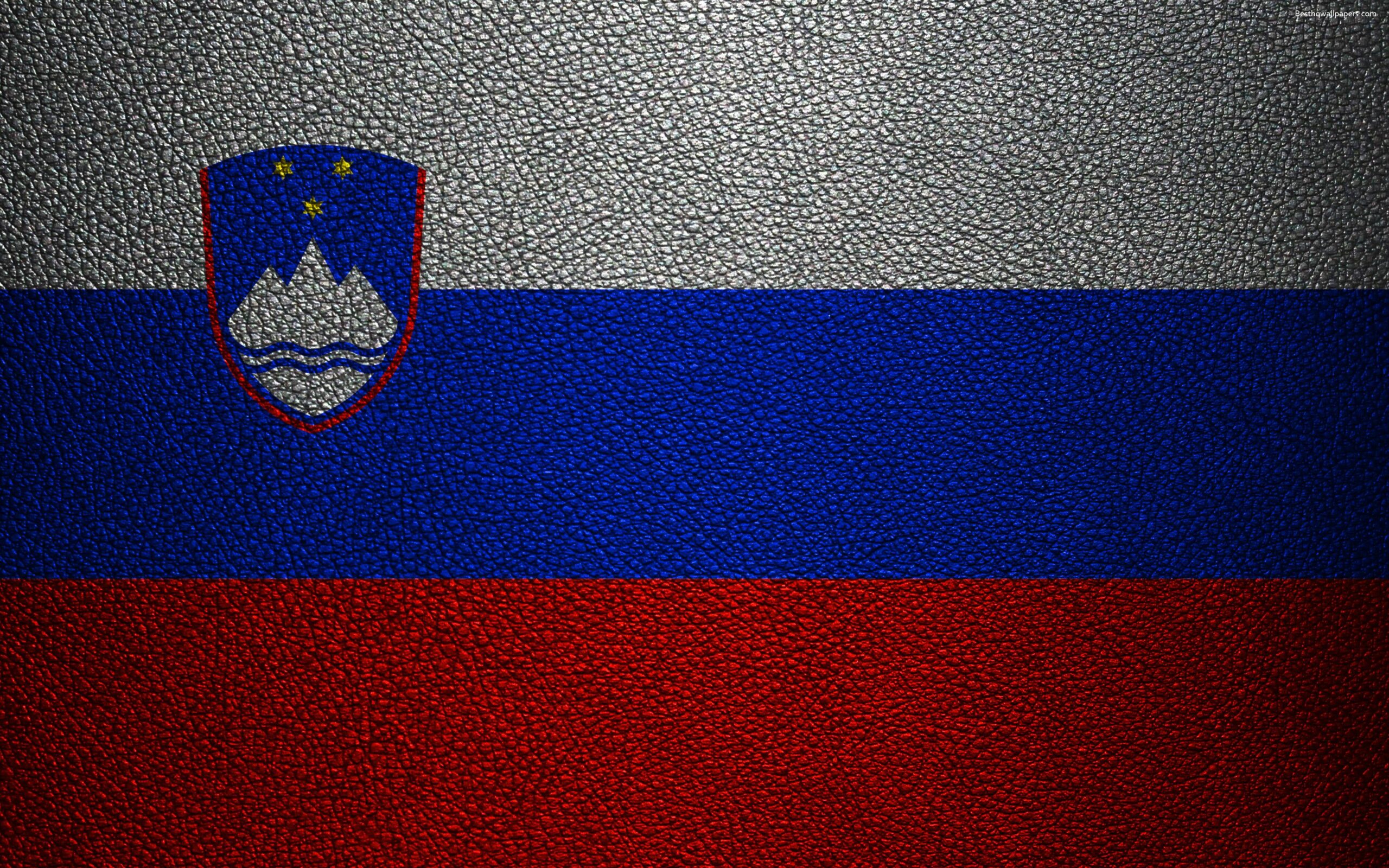 Download wallpapers Flag of Slovenia, 4k, leather texture, Slovenian