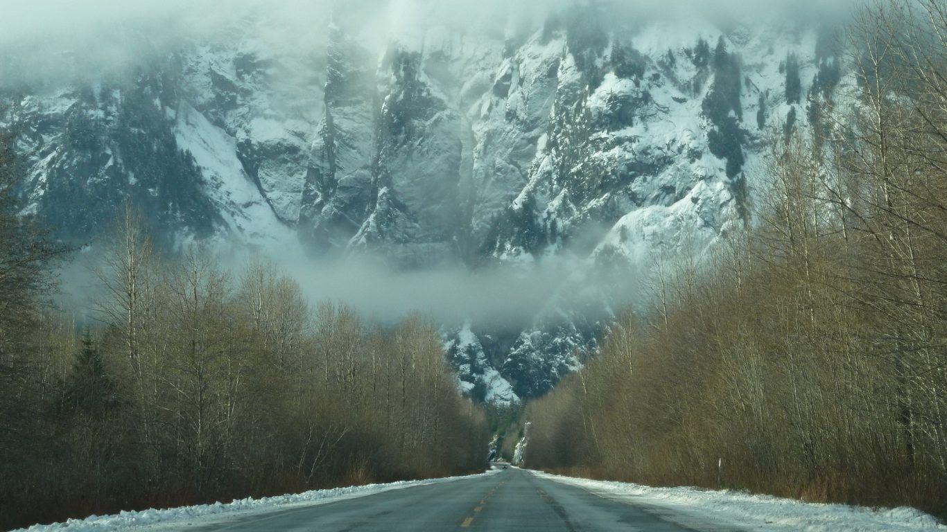 Boulder Cold Trees Nature Wonter Sky Idaho Snow Water River Mountain