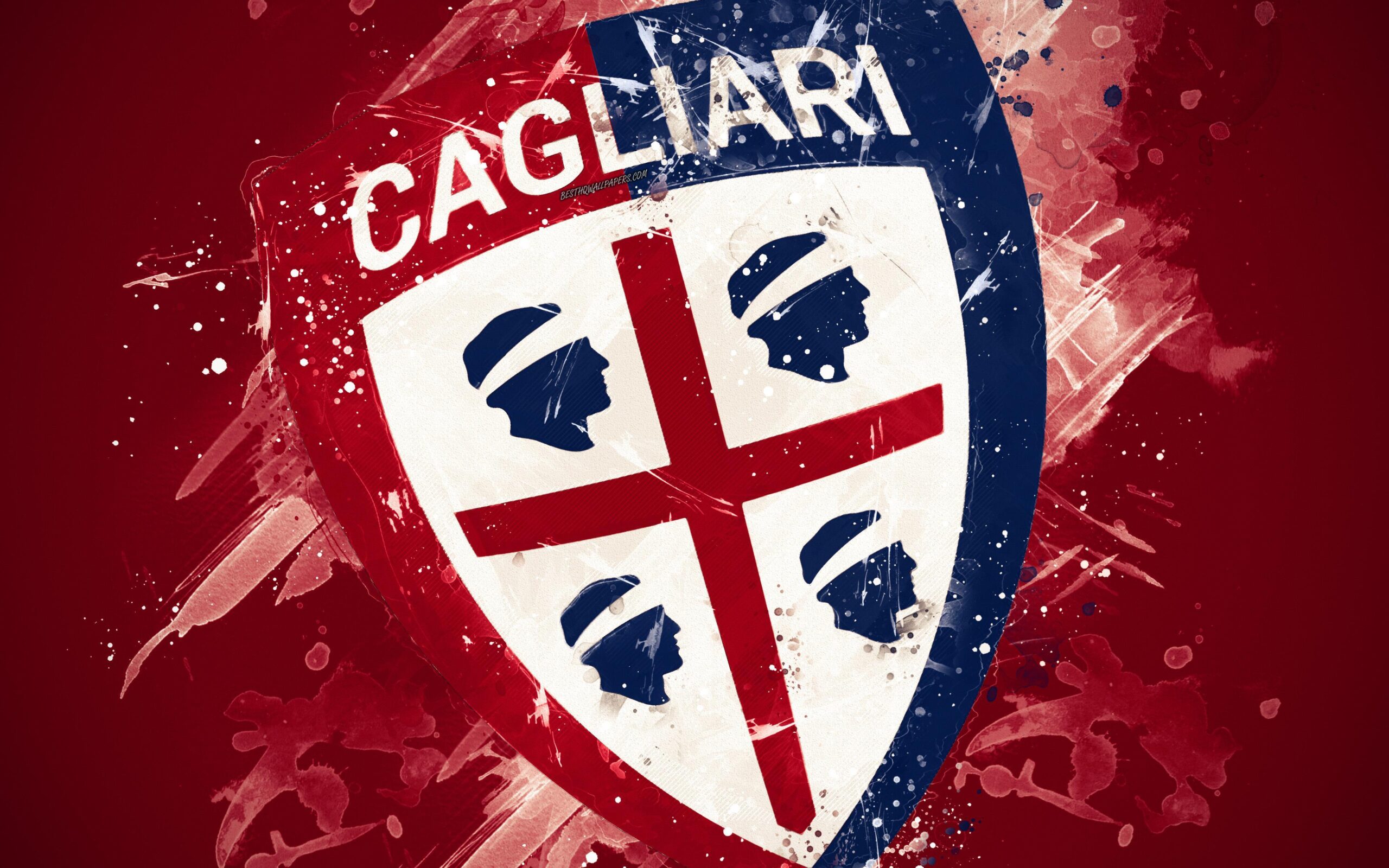 Download wallpapers Cagliari FC, 4k, paint art, creative, Italian