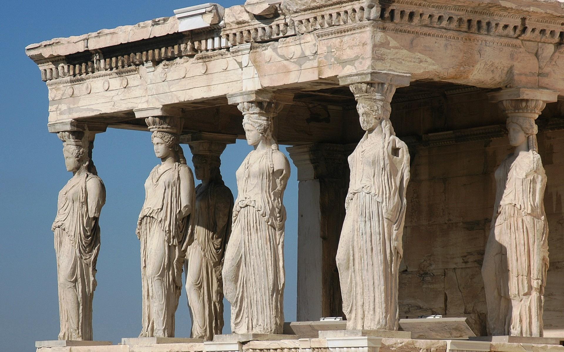 Caryatids, Athens city HD wallpapers