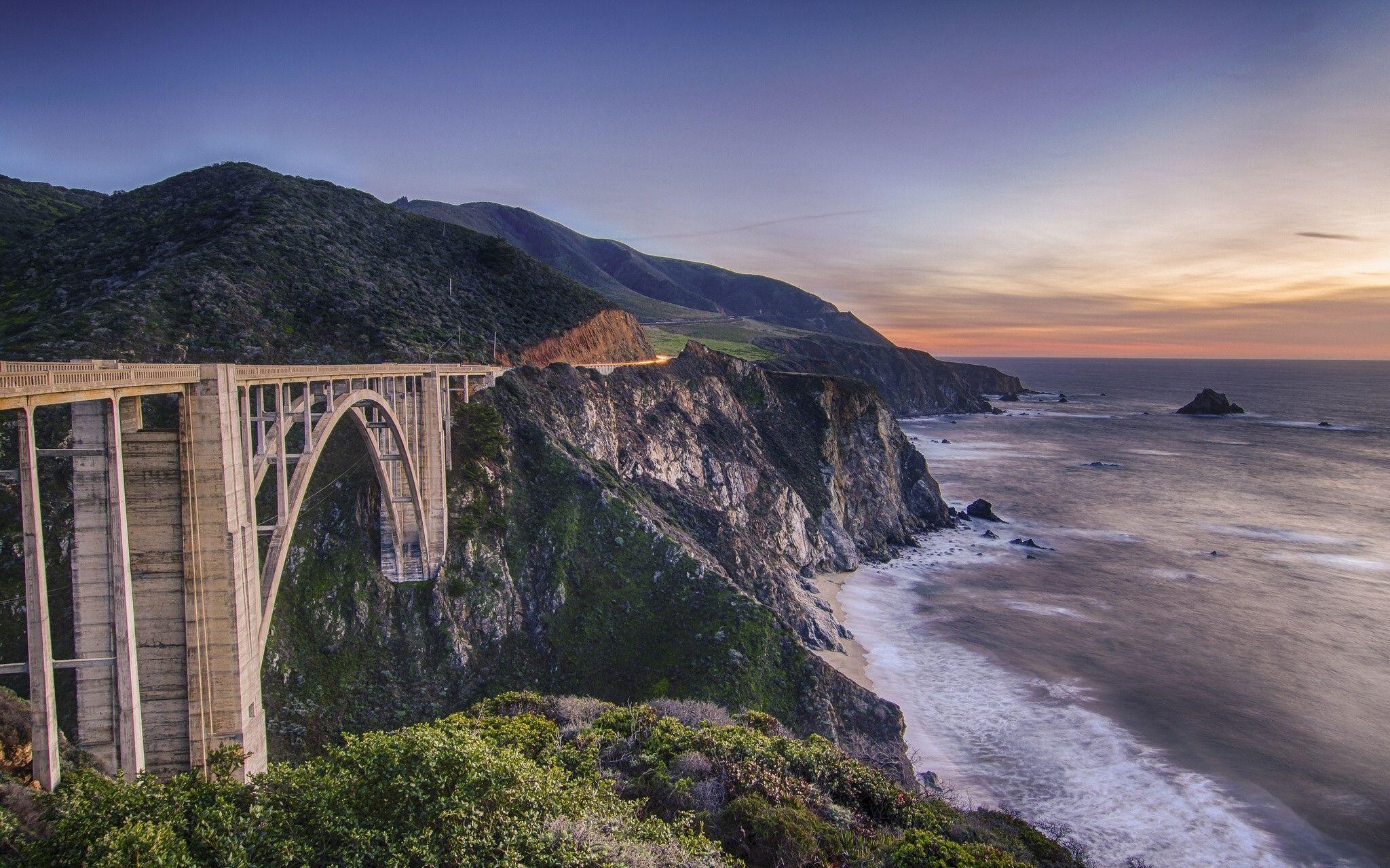 Download wallpapers Bixby Bridge, Big Sur, California, Santa Lucia