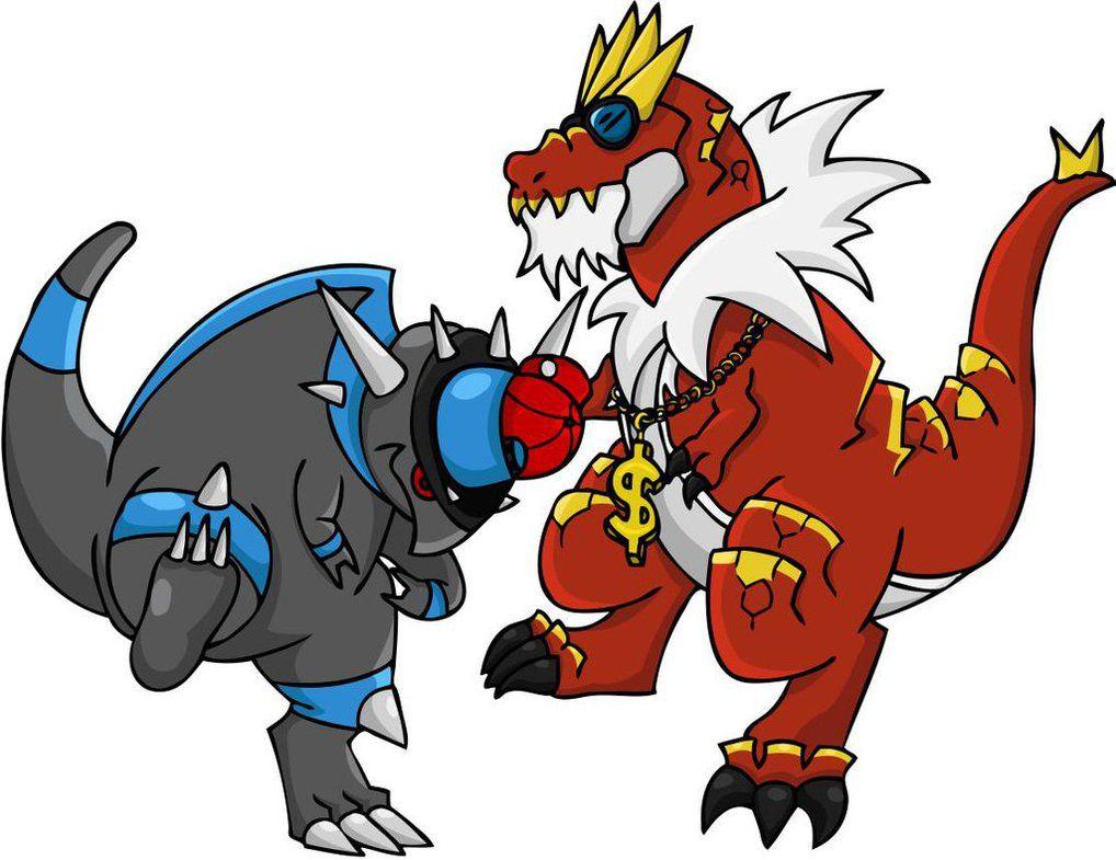 Rampardos and Tyrantrum by AnxiousBison