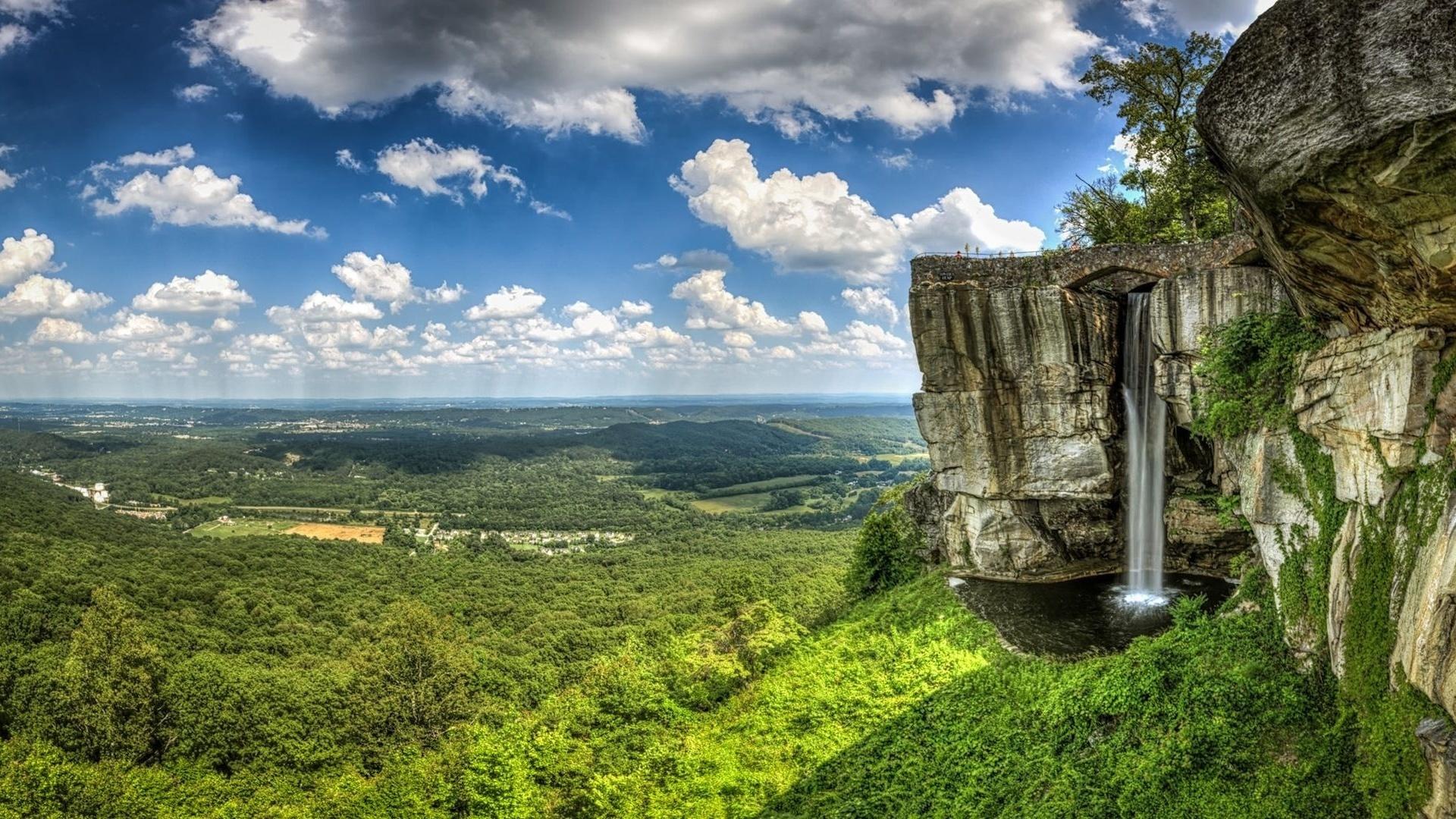 Wallpapers clouds, rock city, waterfall, georgia, usa, tennessee