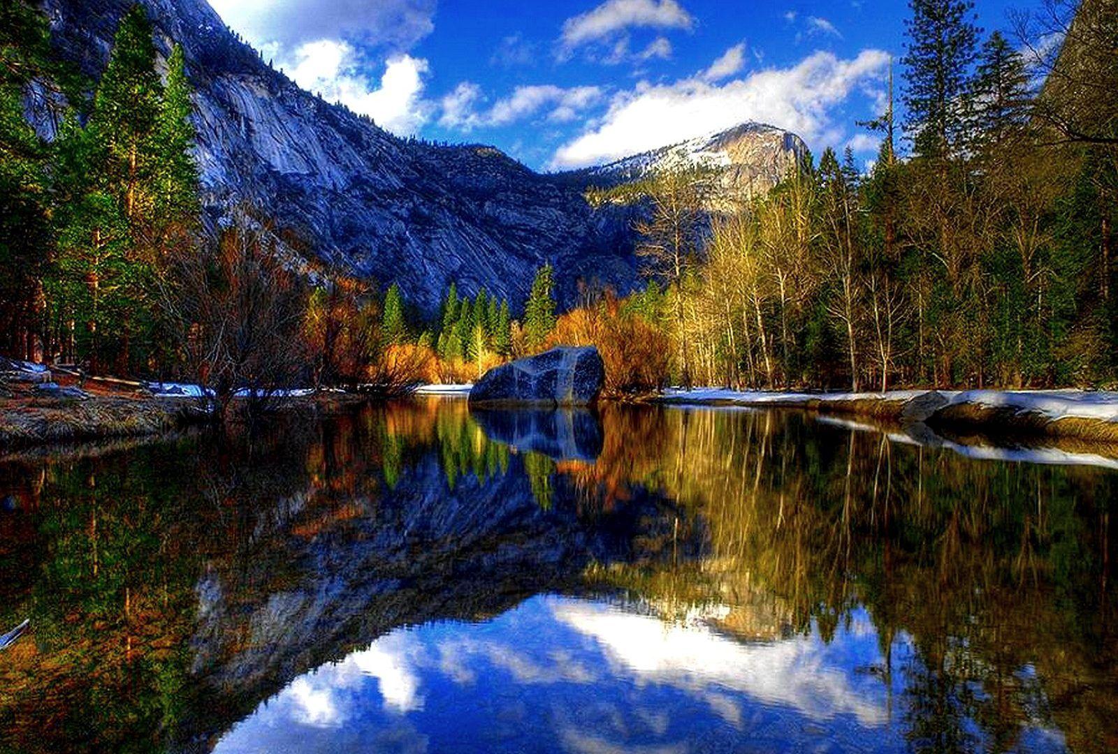 Yosemite Trees Mountain Park Lake National Miror Reflection Iphone