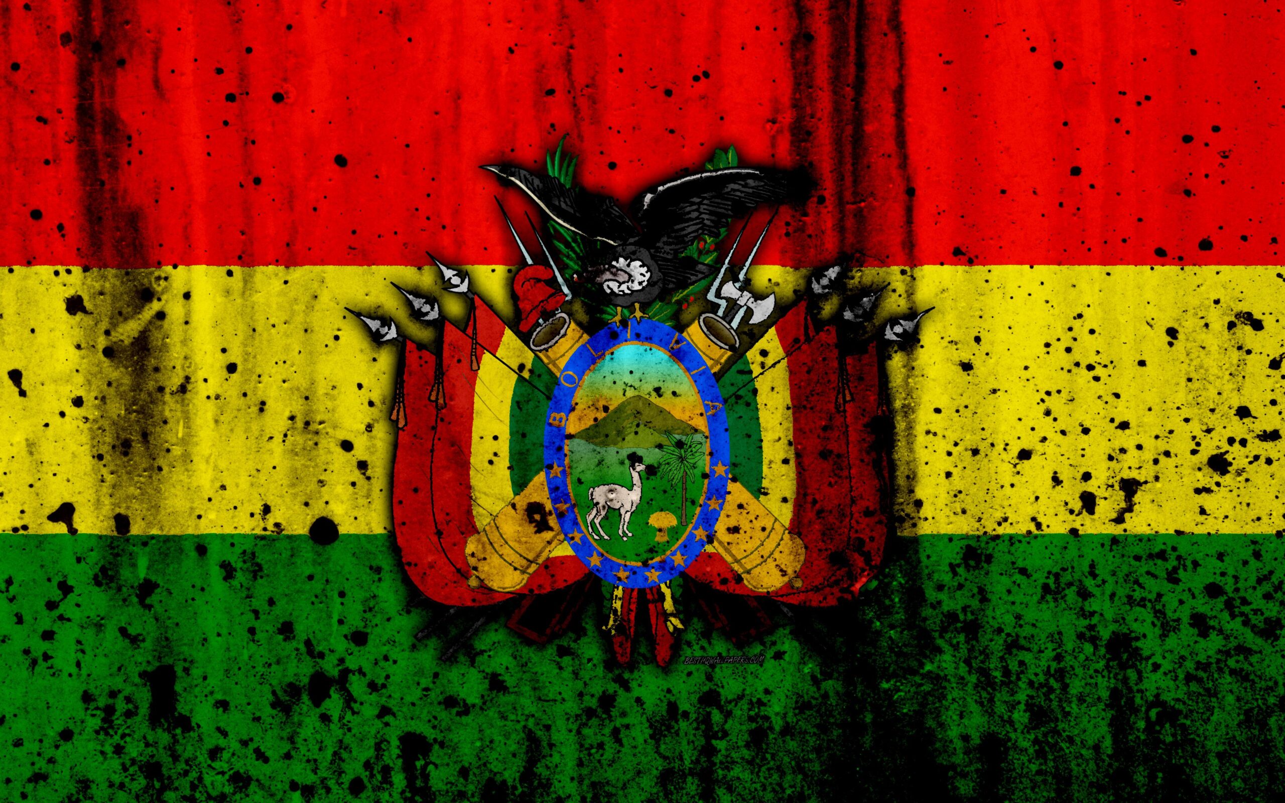 Download wallpapers Bolivian flag, 4k, grunge, flag of Bolivia