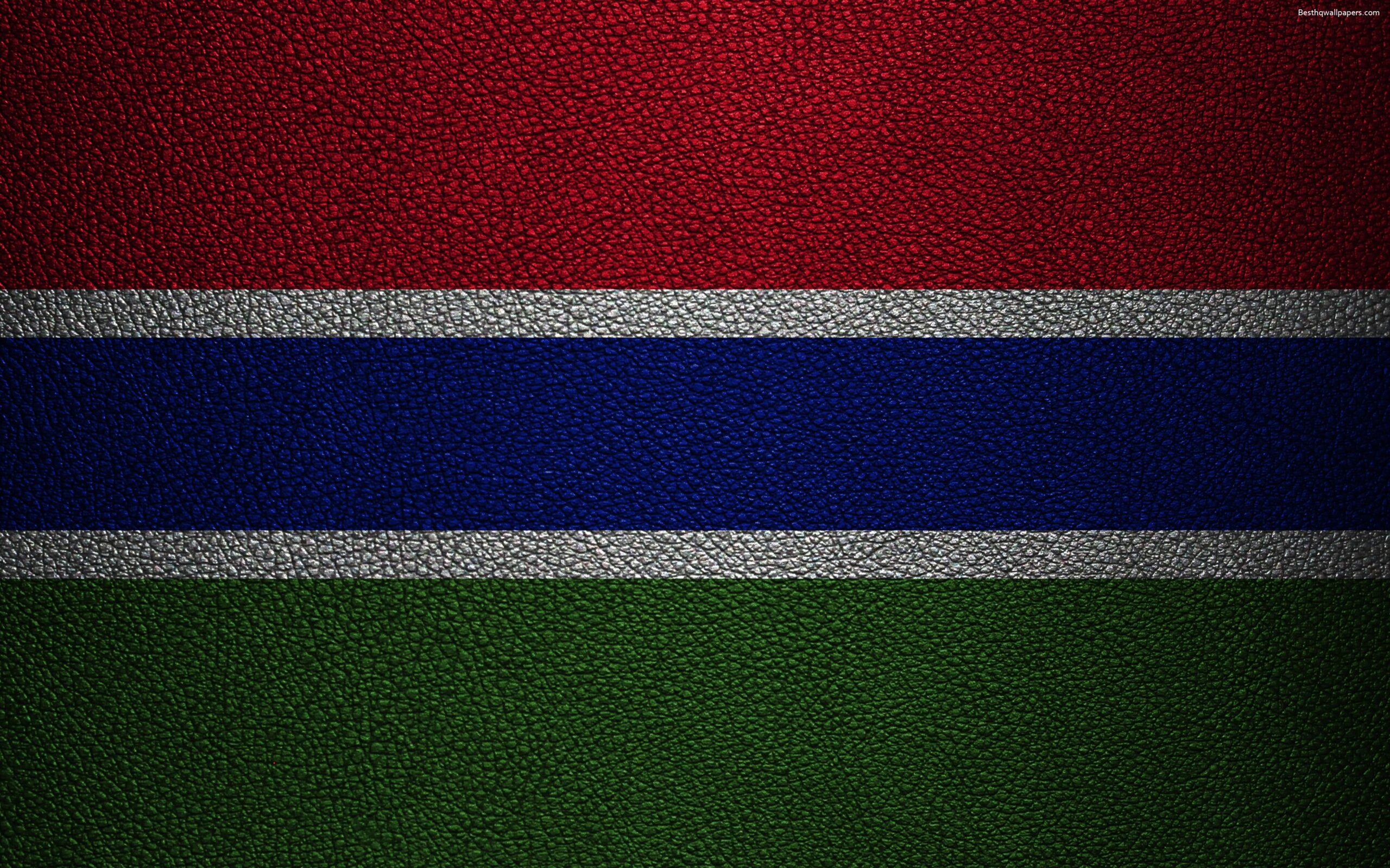 Download wallpapers Flag of Gambia, leather texture, 4k, Gambian