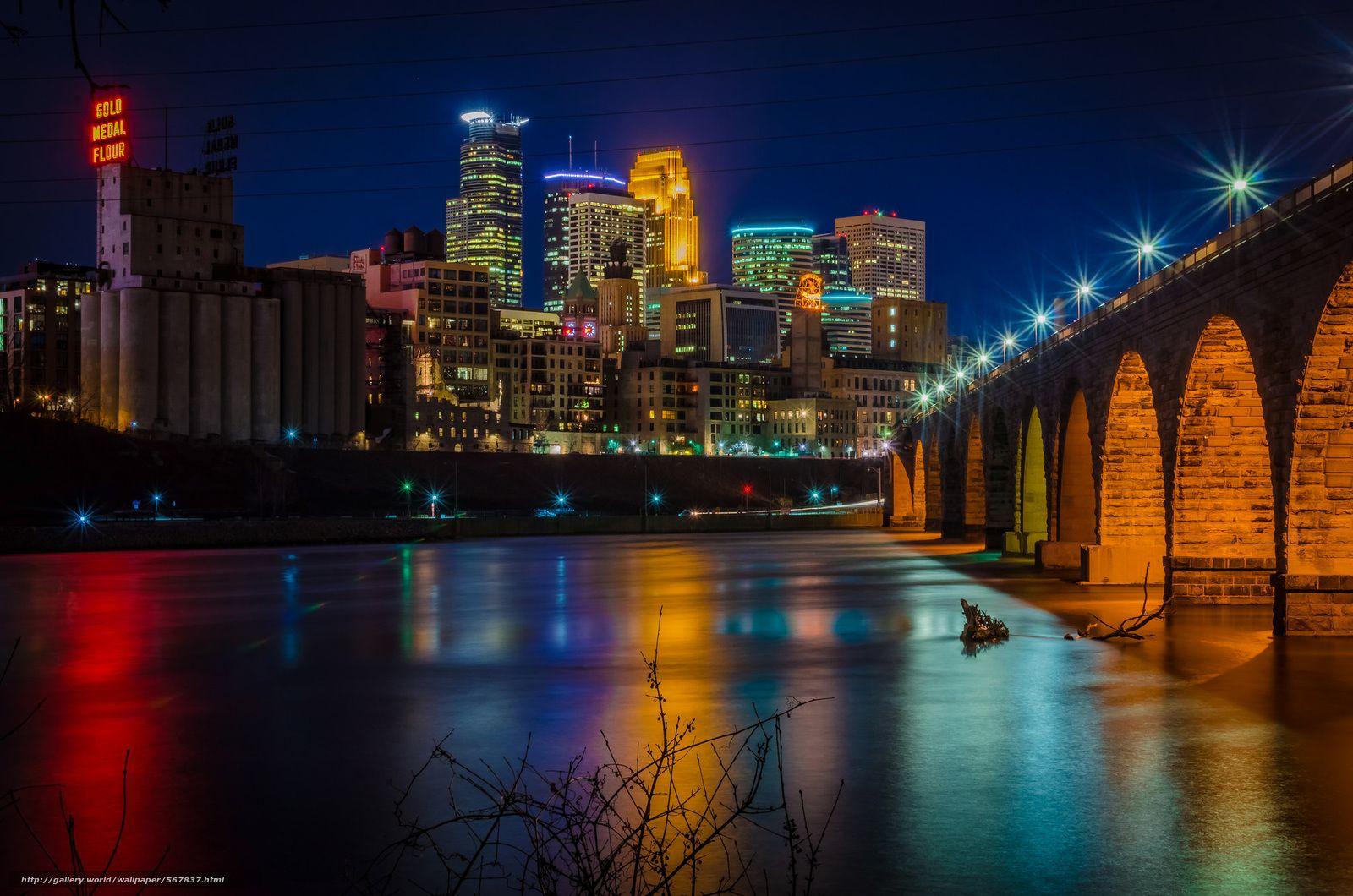 Download wallpapers USA, Minneapolis, Minnesota, night free desktop