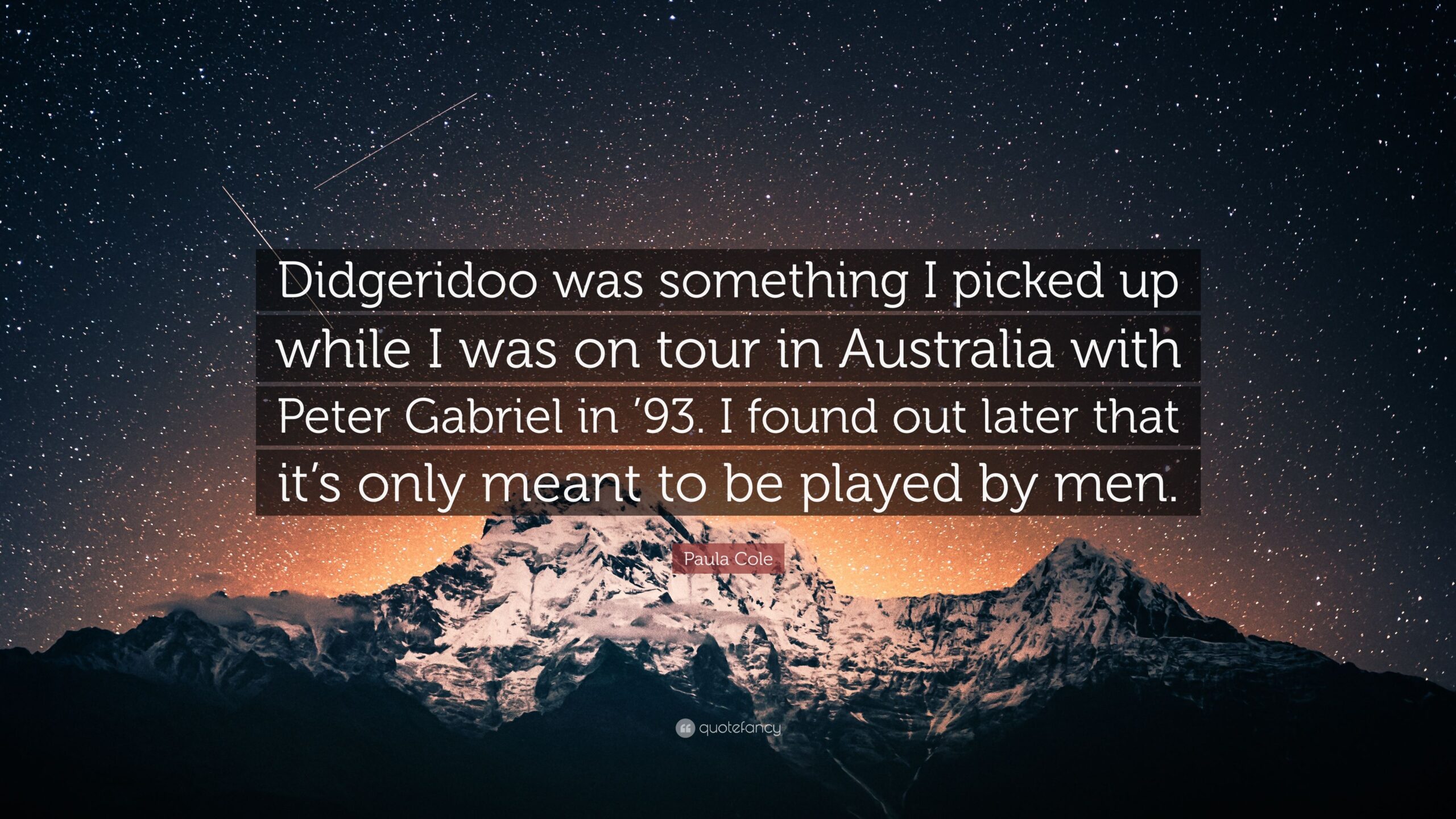 Paula Cole Quote: “Didgeridoo was something I picked up while I was