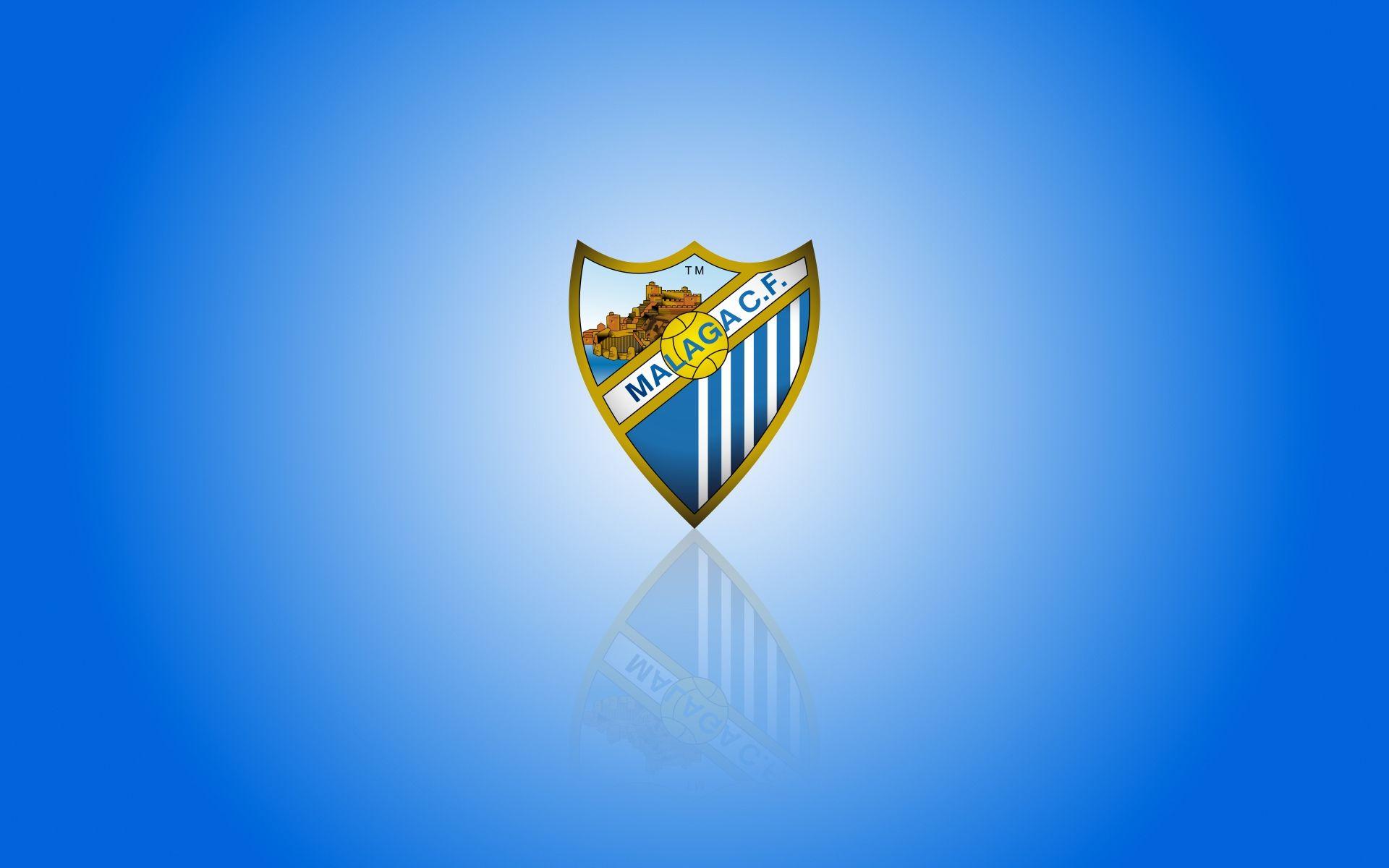 Málaga CF wallpapers with club logo, widescreen blue backgrounds