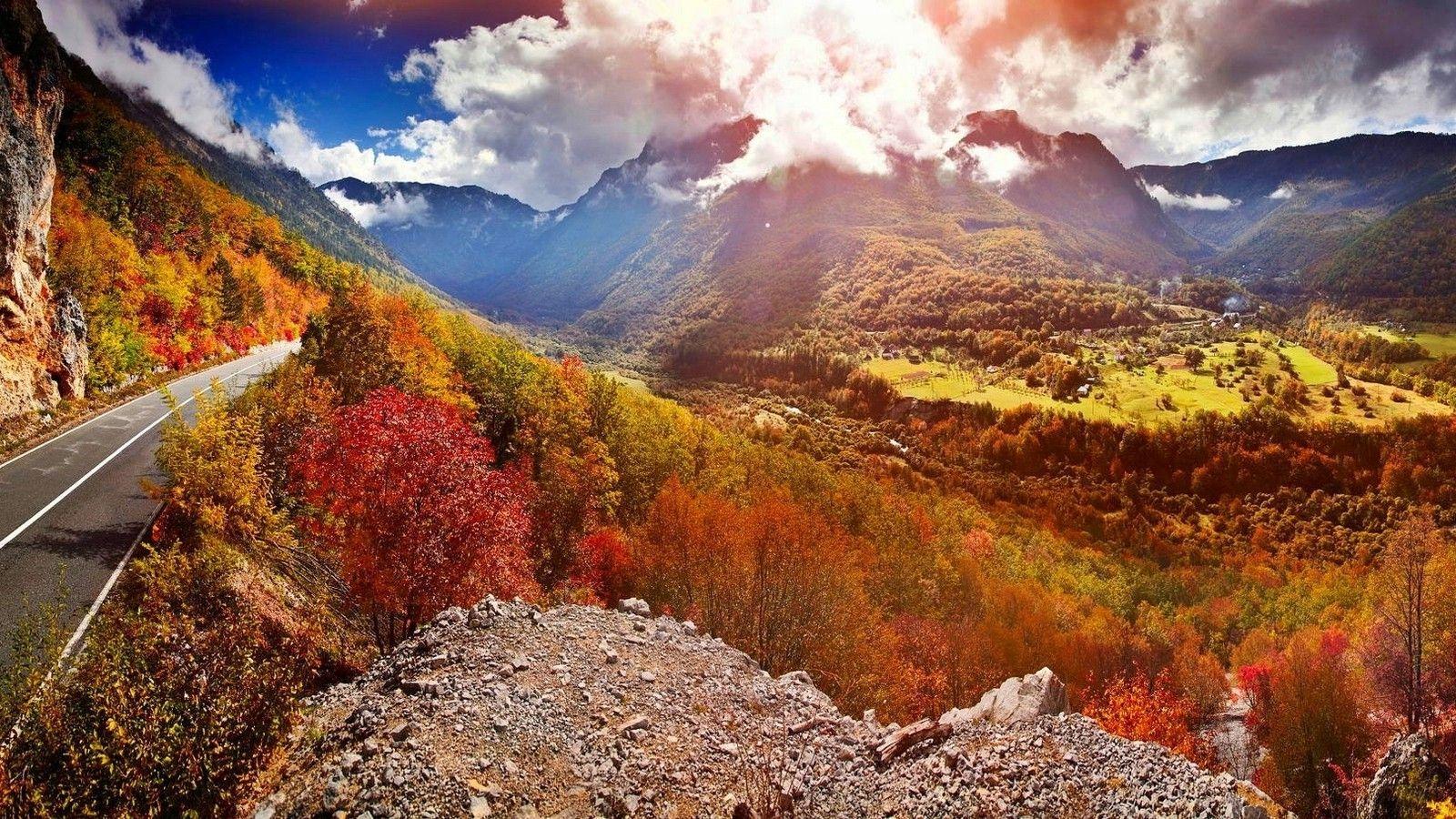 nature, Landscape, Valley, Road, Mountain, Sunlight, Clouds