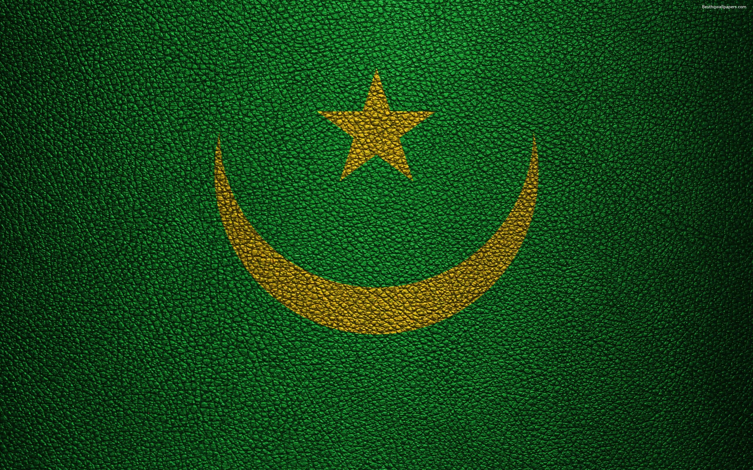 Download wallpapers Flag of Mauritania, 4k, leather texture, Africa